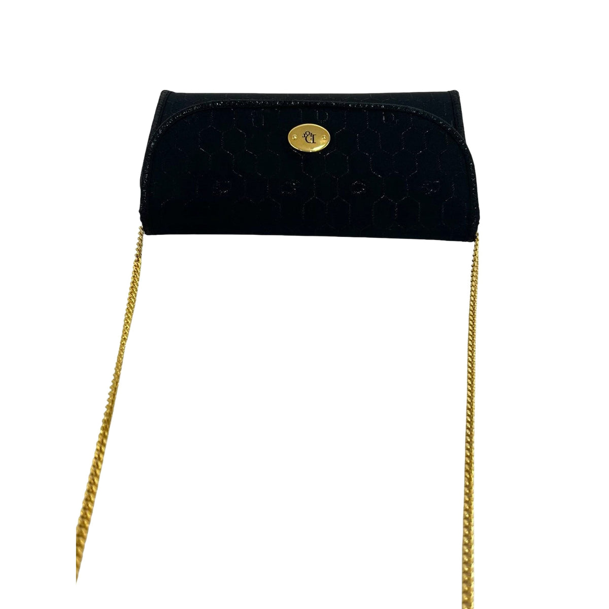Dior Honeycomb Canvas Chain Flap Crossbody — Black