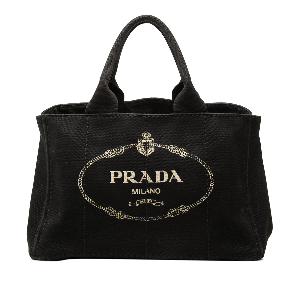 Prada Canvas Canapa Logo Tote — Black
