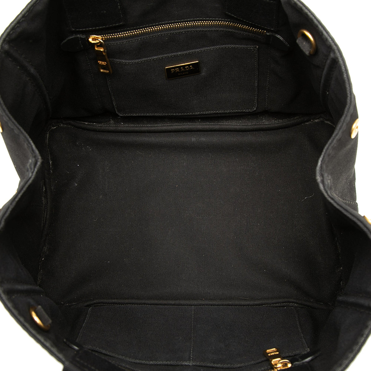Prada Canvas Canapa Logo Tote — Black