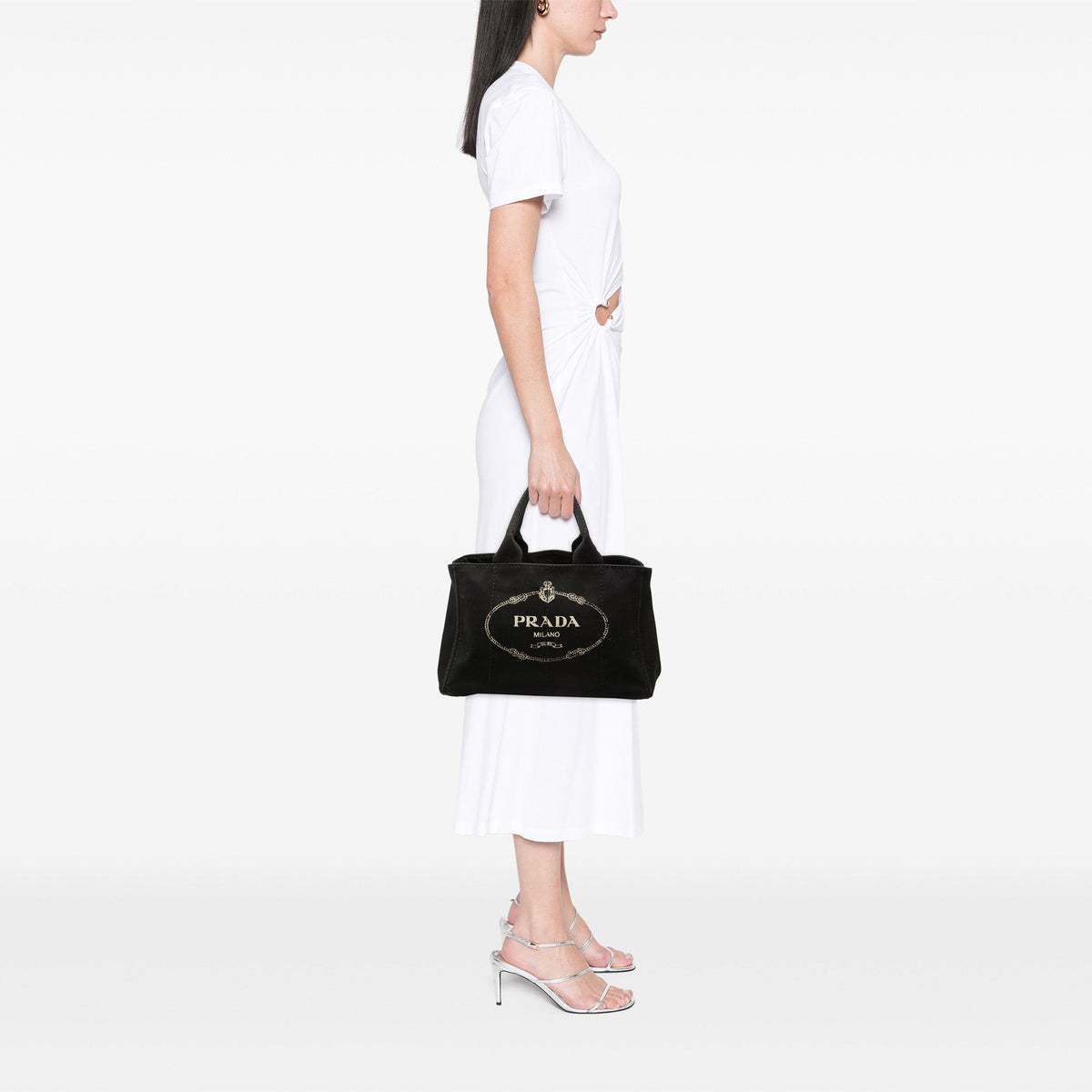 Prada Canvas Canapa Logo Tote — Black