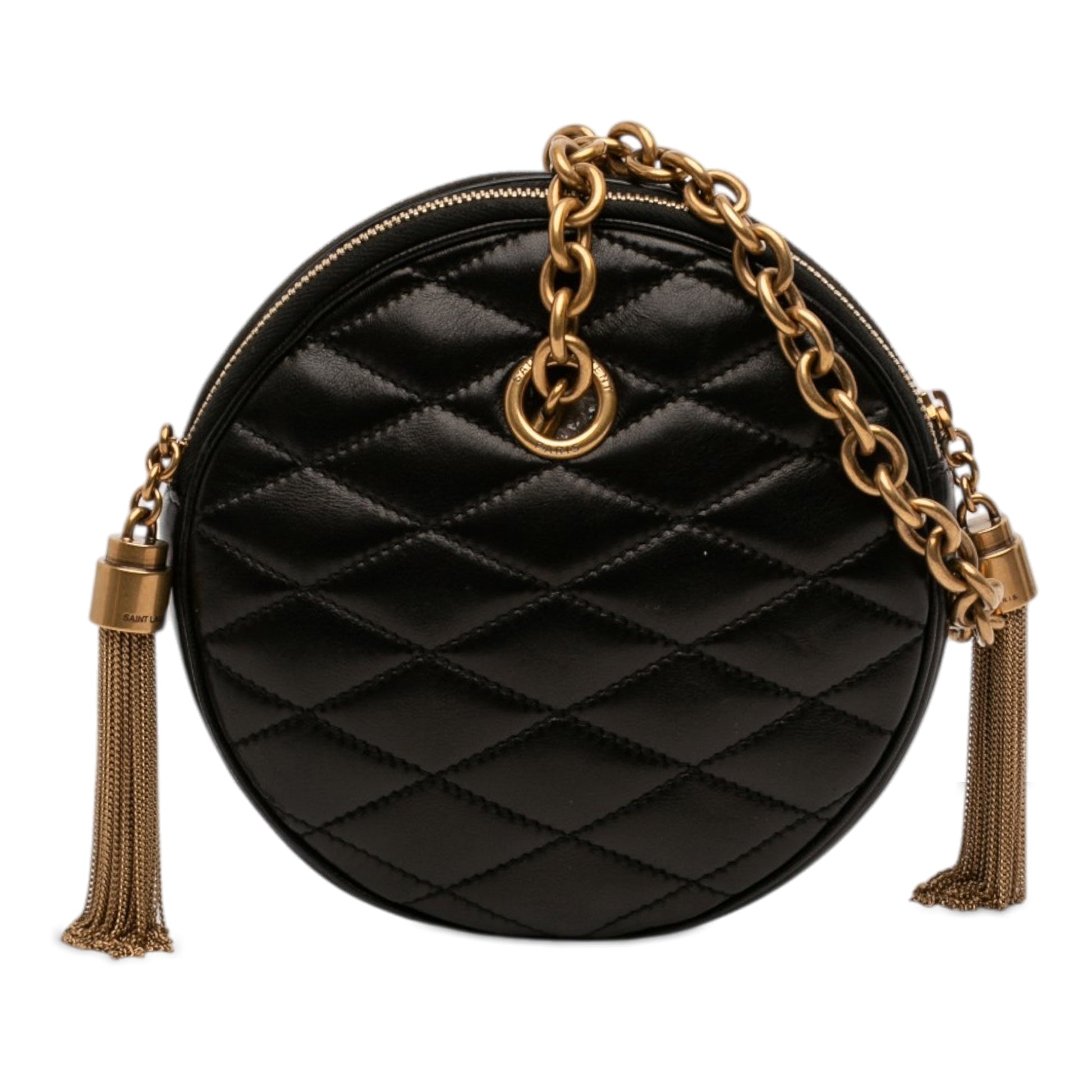 Saint Laurent Quilted Le Maillon Round Tassel Chain Crossbody