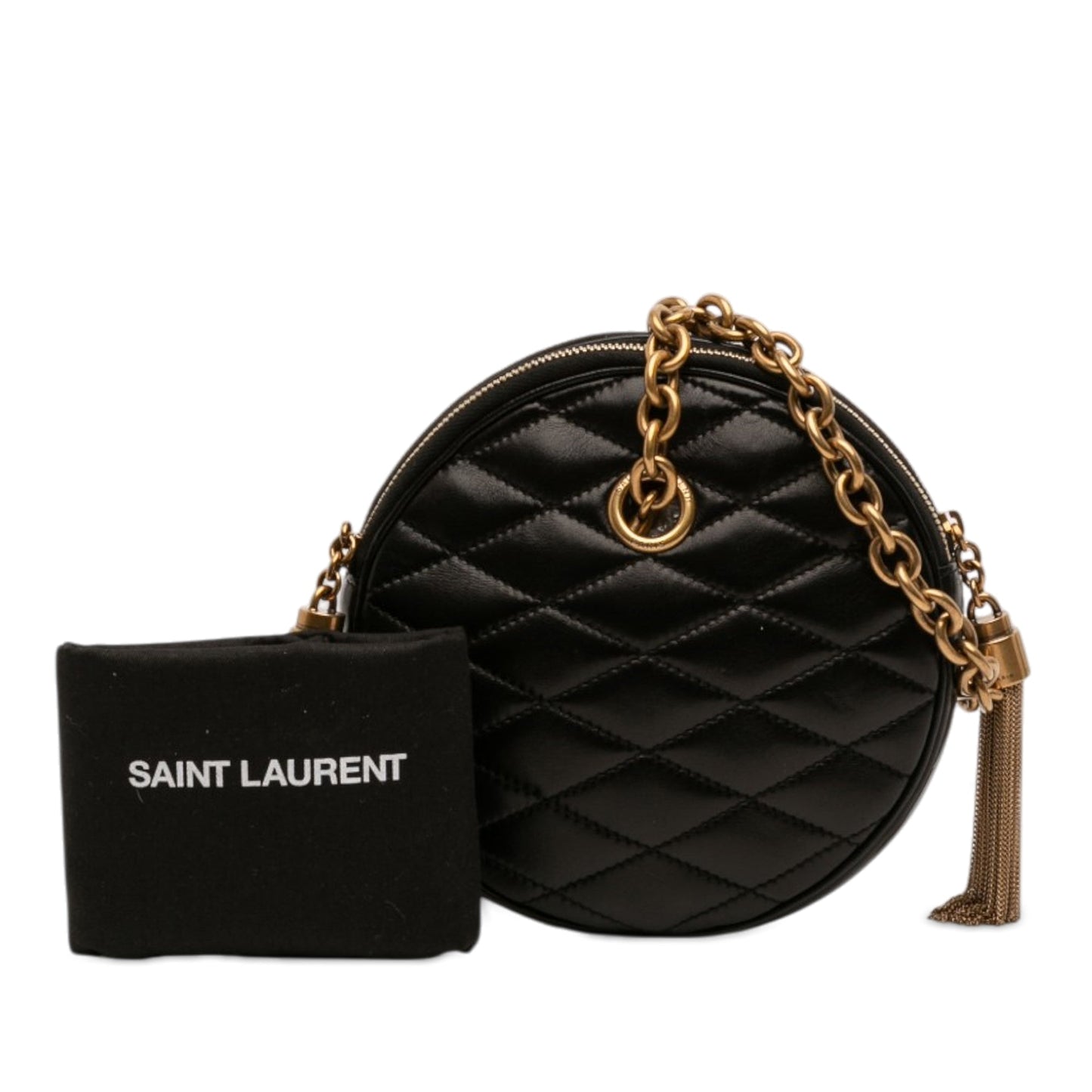 Saint Laurent Quilted Le Maillon Round Tassel Chain Crossbody
