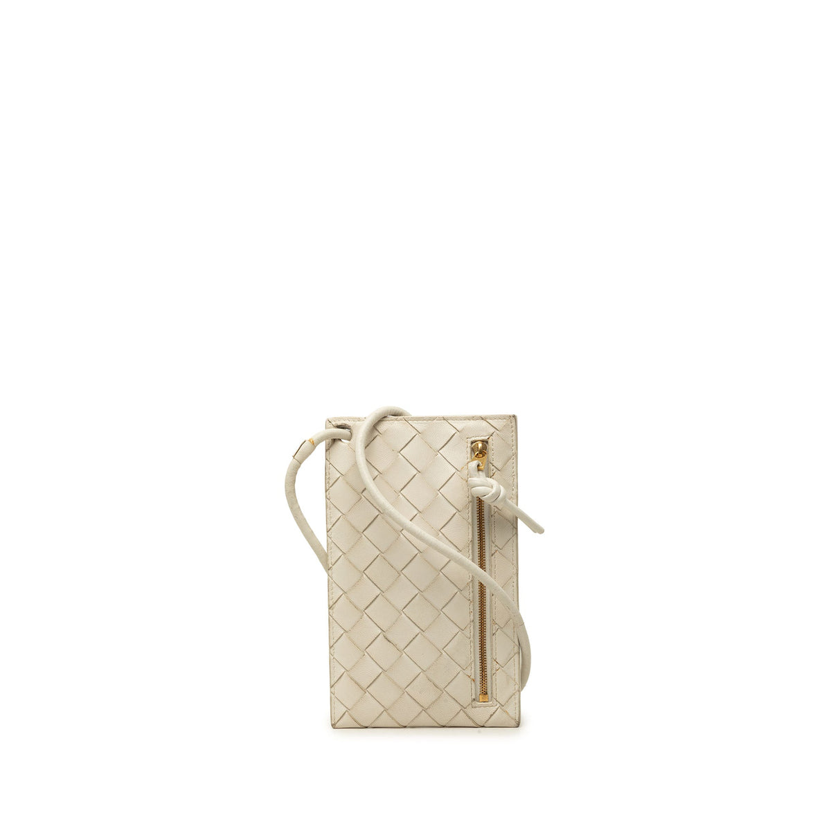 Bottega Veneta Nappa Intrecciato Phone Pouch — White
