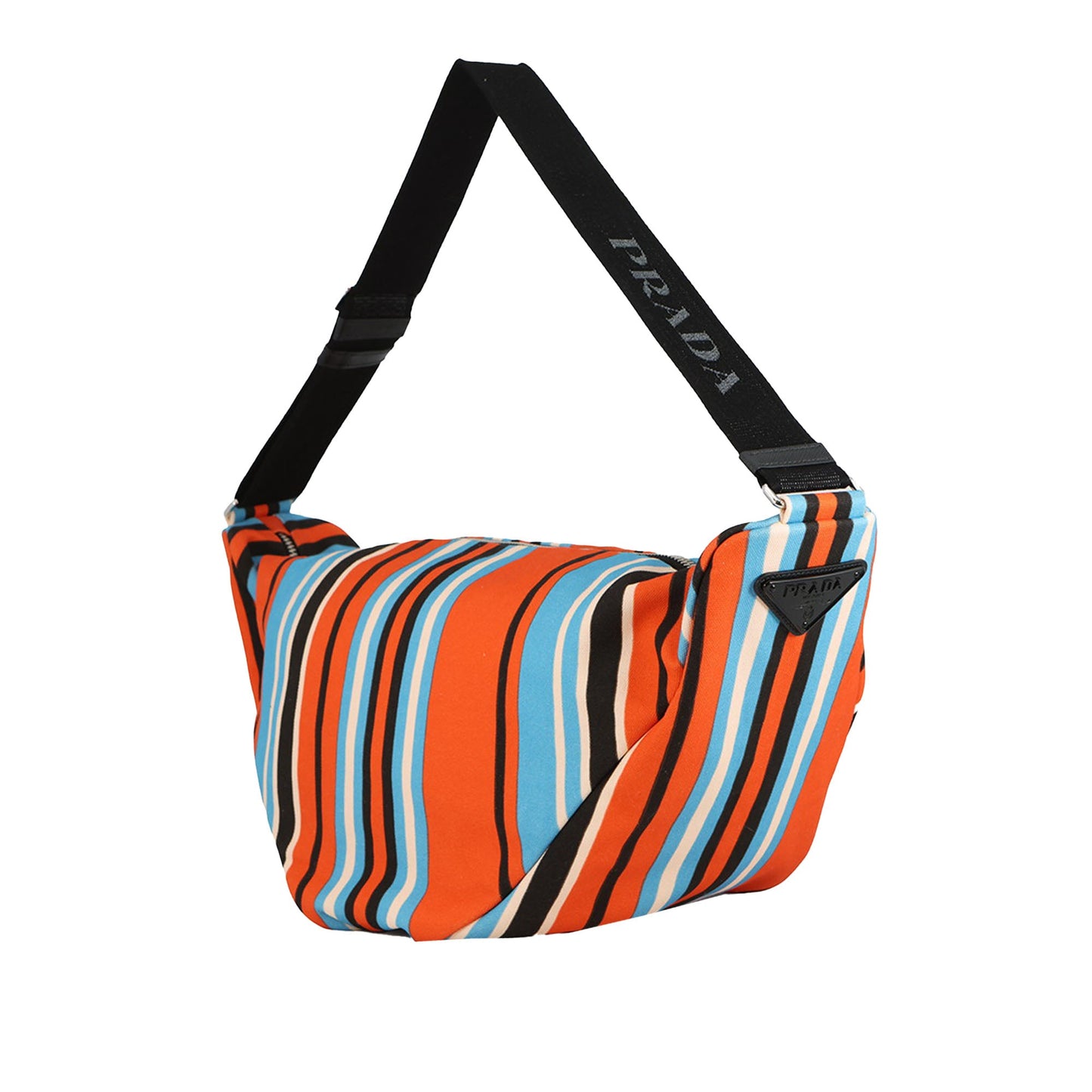 Prada Canvas Canapa Baiadera Triangle Logo Shoulder Bag