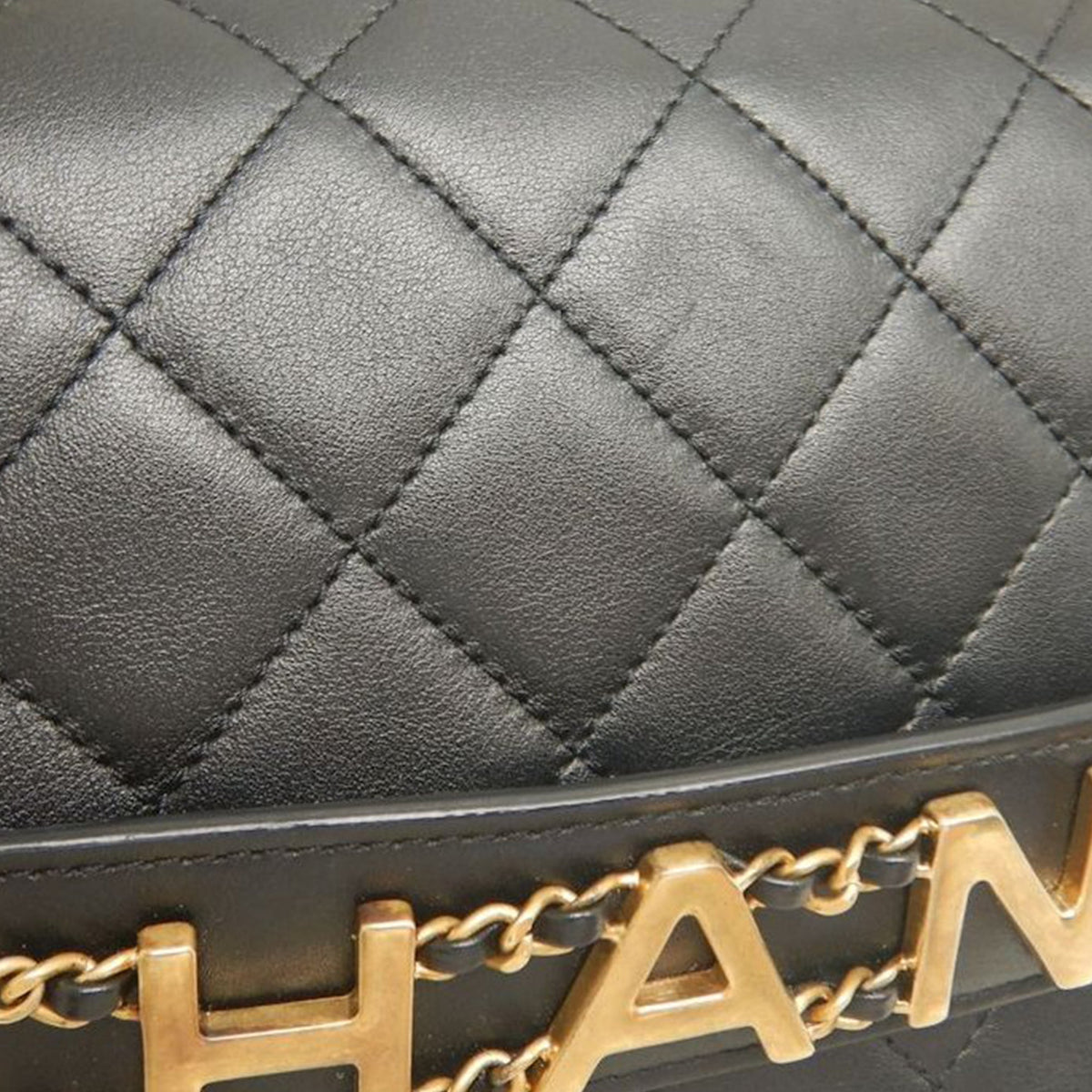 Chanel Medium Quilted Lambskin Logo Enchained Flap