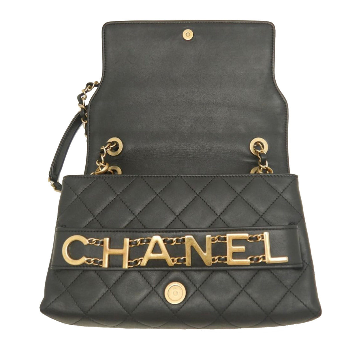 Chanel Medium Quilted Lambskin Logo Enchained Flap