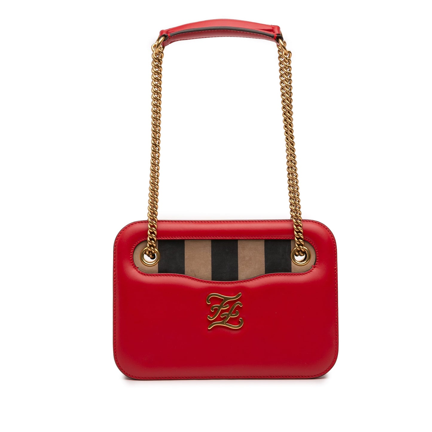 Fendi Calfskin Vitello King Nubuck Pequin Karligraphy Pocket Shoulder Bag