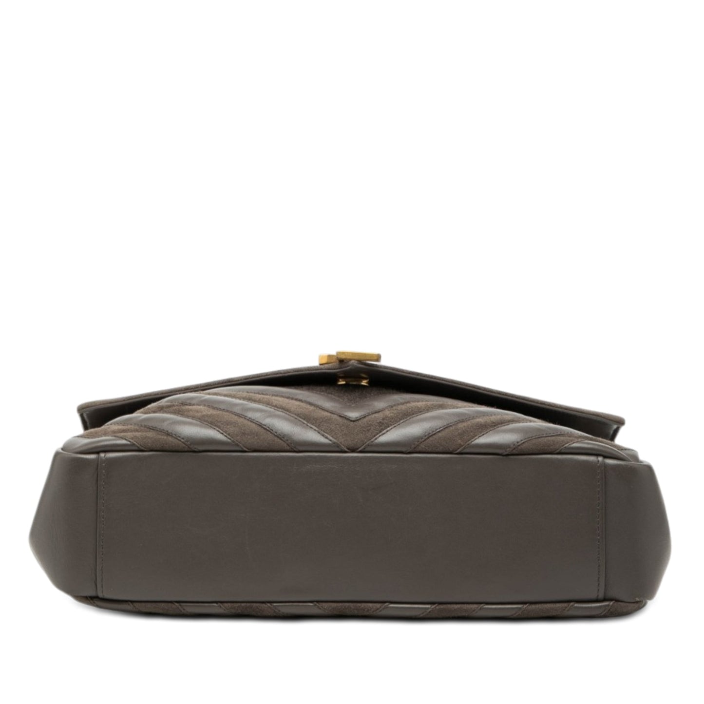 Large Calfskin and Suede Chevron Monogram College Satchel
