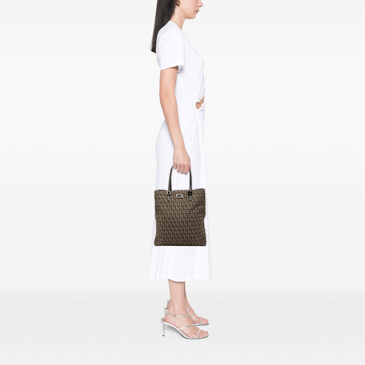 Fendi Zucchino Canvas Tote — Brown