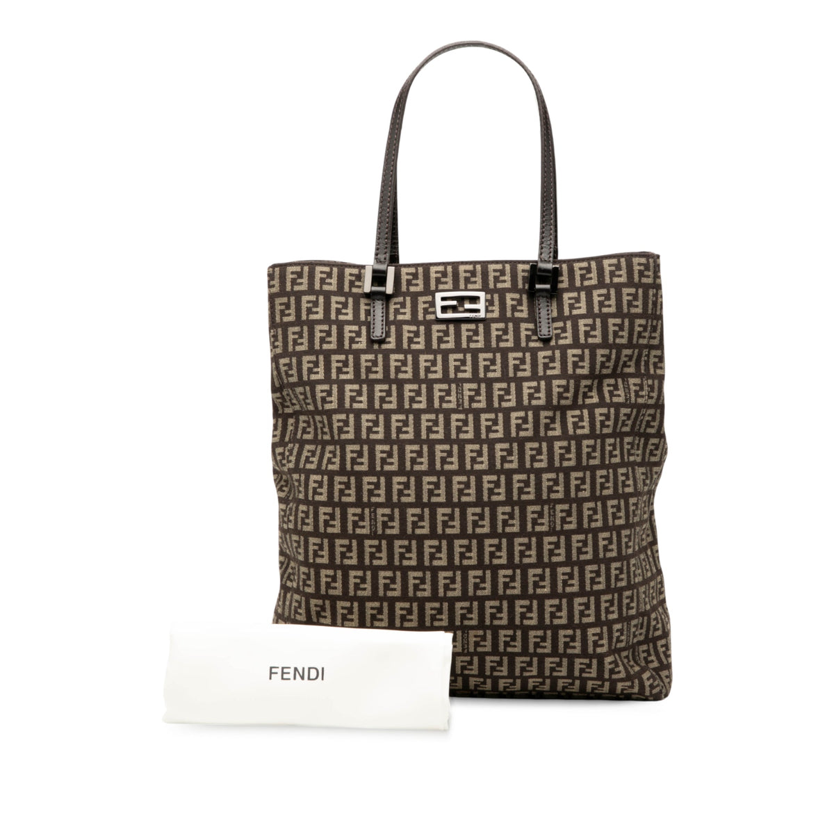 Fendi Zucchino Canvas Tote — Brown