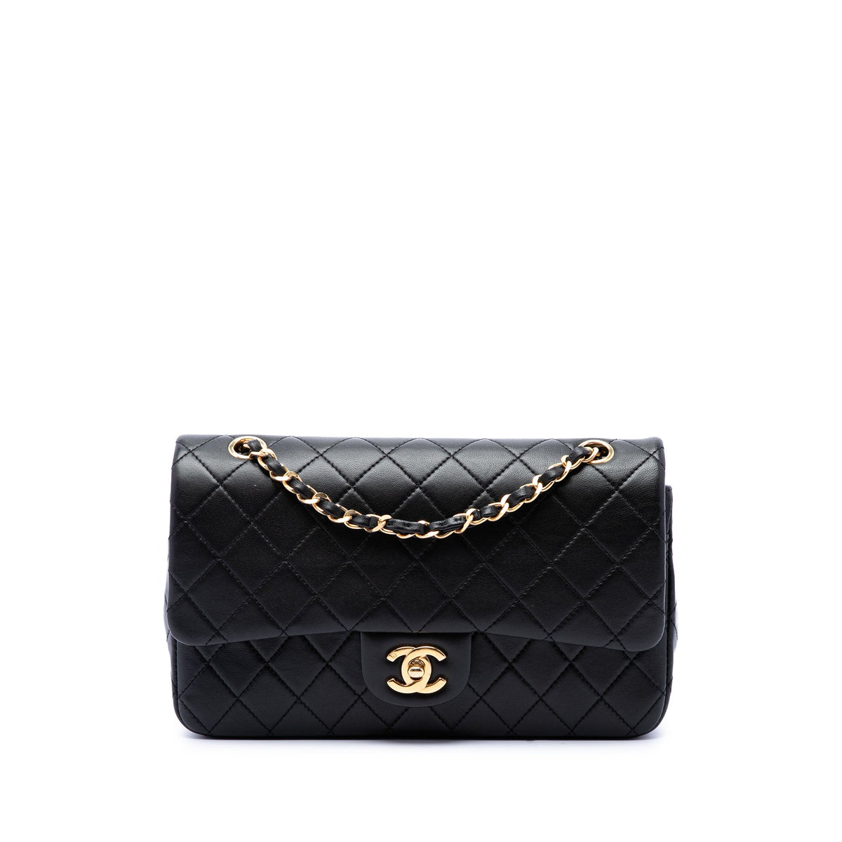 Chanel Medium Classic Lambskin Double Flap — Black