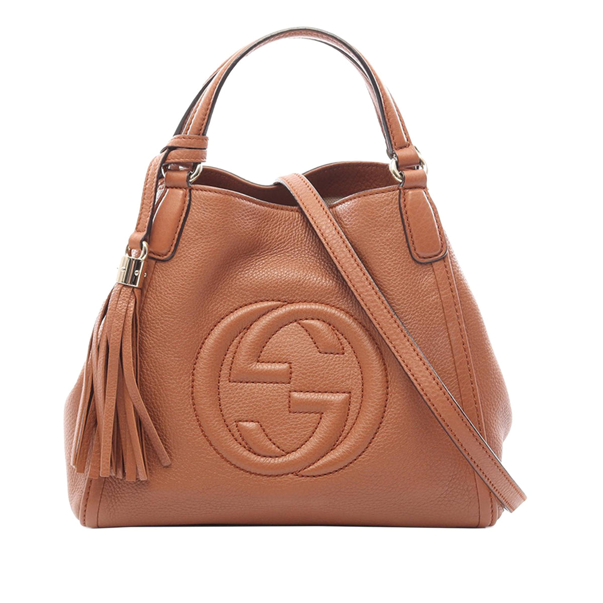 Gucci Small Calfskin Soho Satchel — Brown