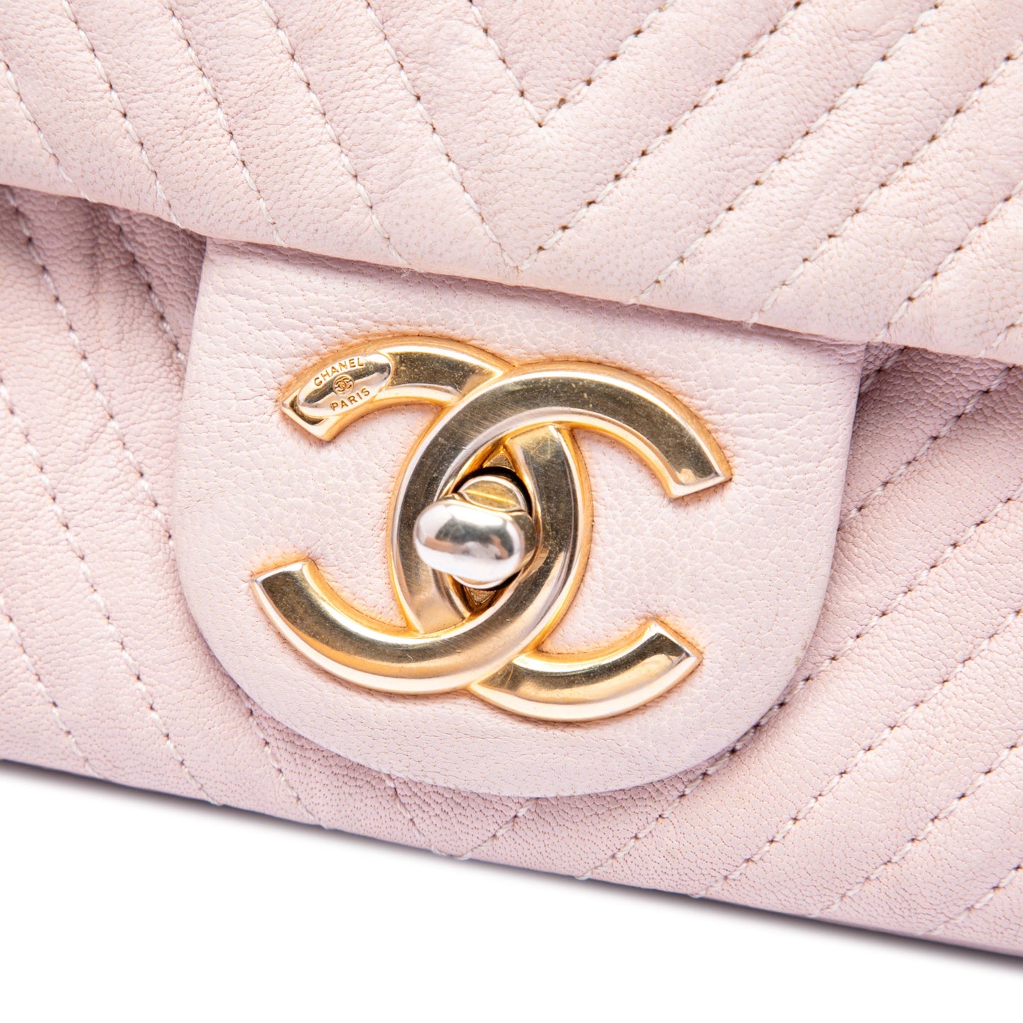 Chanel Medium Chevron Wrinkled Calfskin Medallion Charm Flap