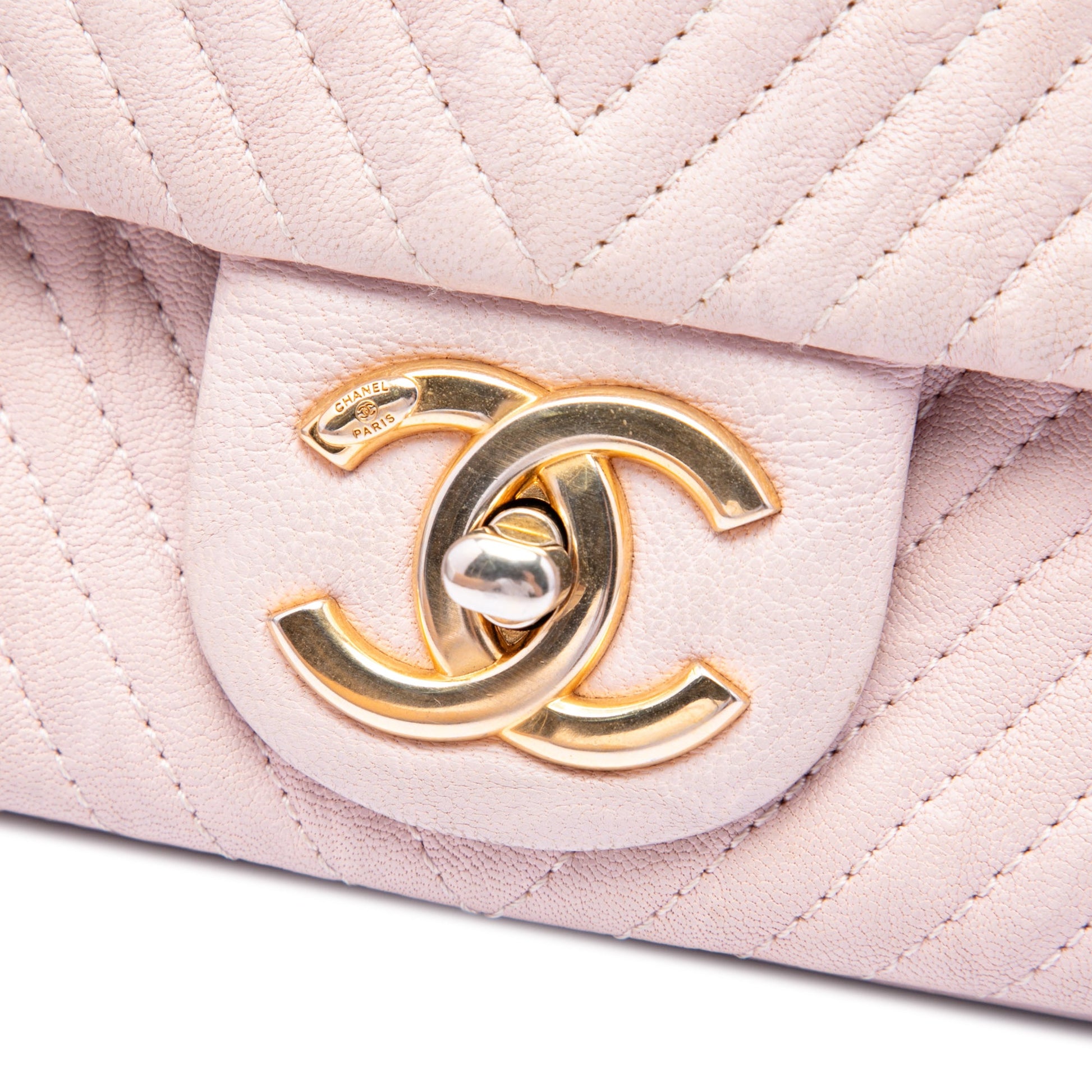 Chanel Medium Chevron Wrinkled Calfskin Medallion Charm Flap