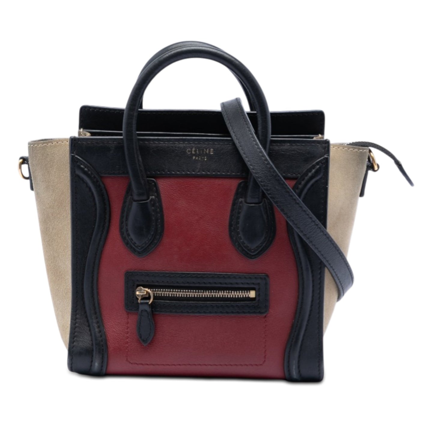 Nano Tricolor Calfskin and Suede Luggage Tote
