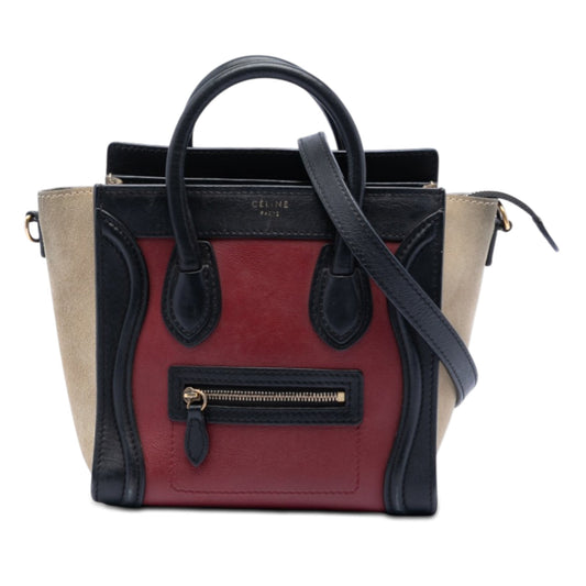 Nano Tricolor Calfskin and Suede Luggage Tote