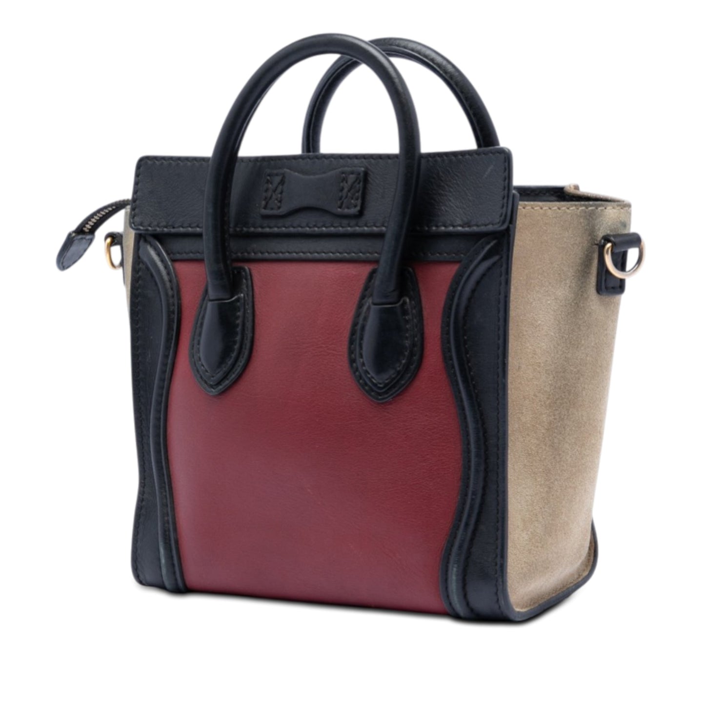Nano Tricolor Calfskin and Suede Luggage Tote