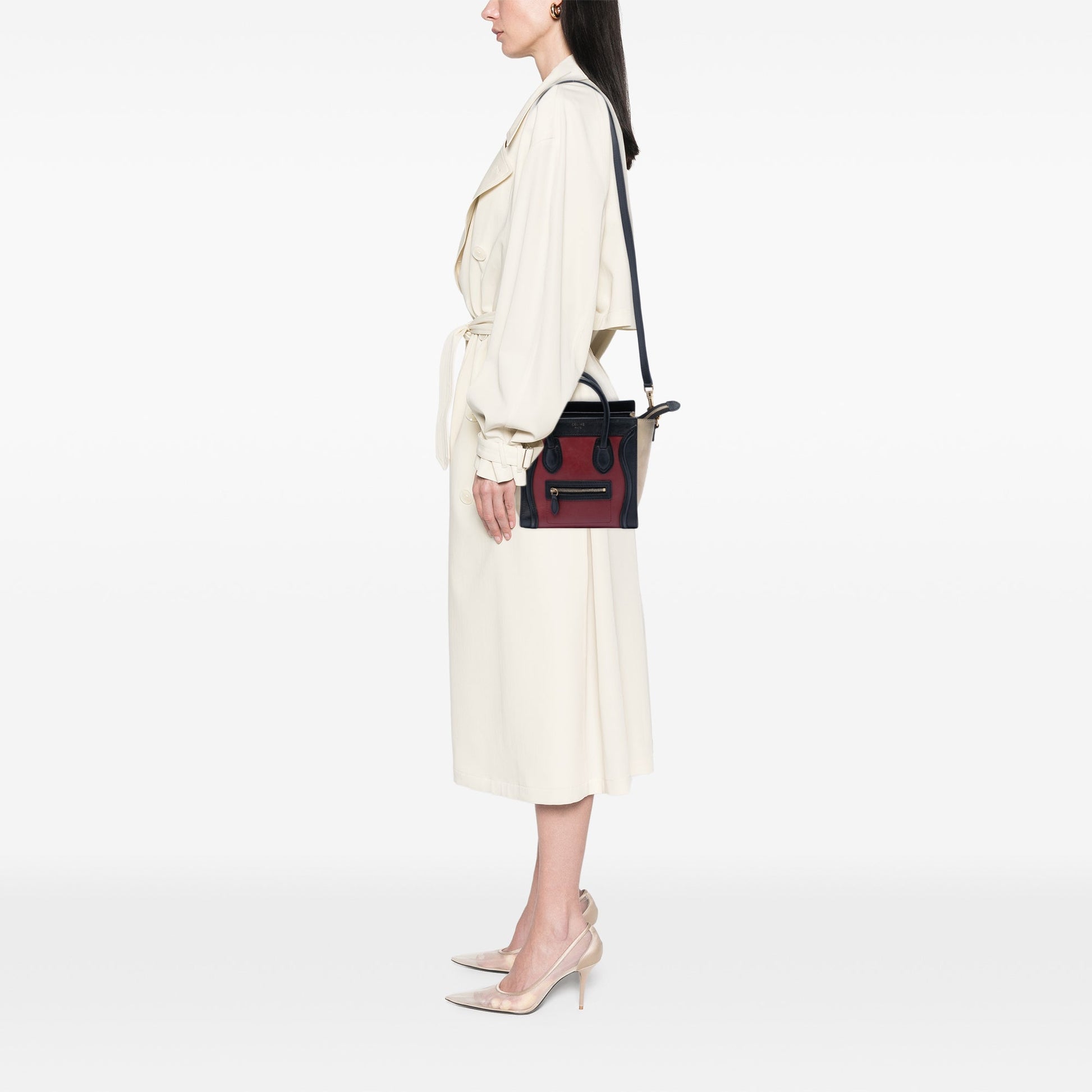 Nano Tricolor Calfskin and Suede Luggage Tote