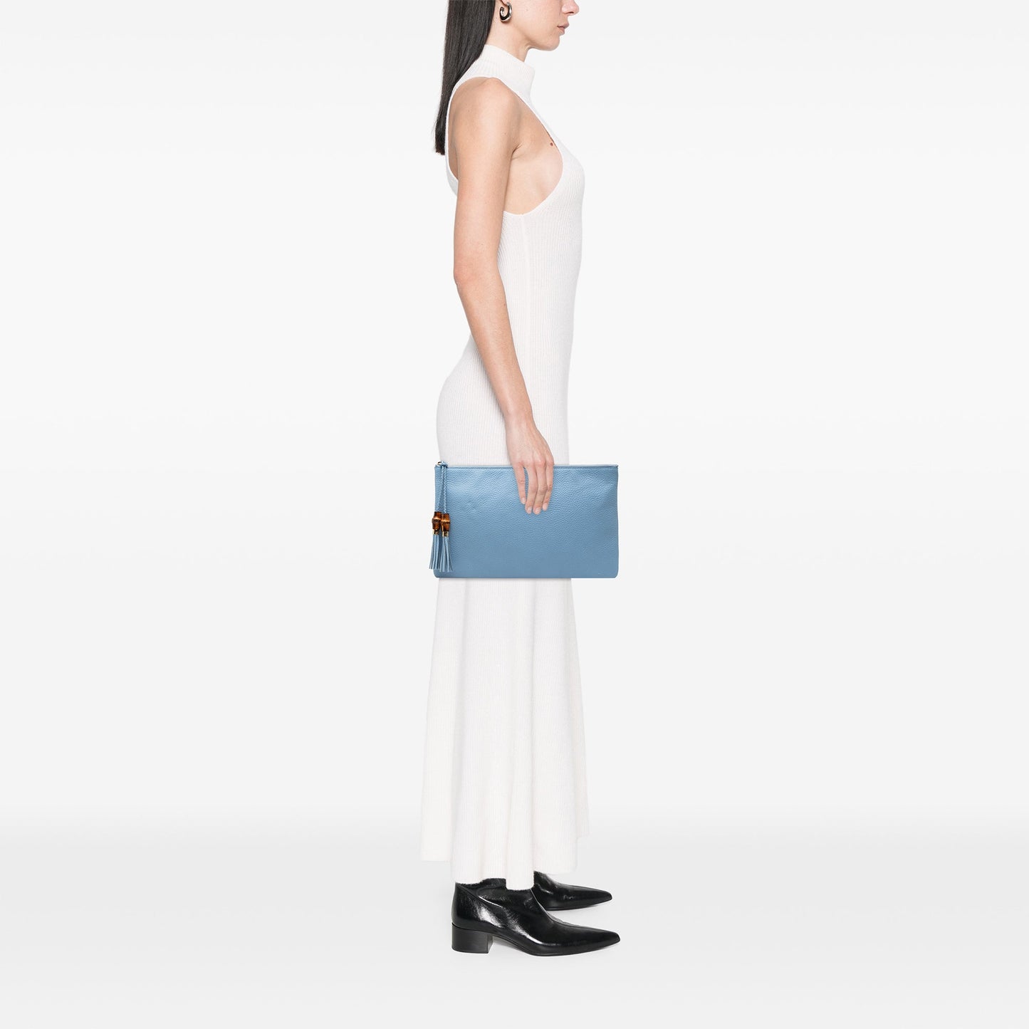 Gucci Calfskin Bamboo Tassel Clutch