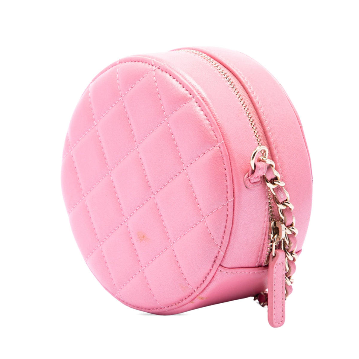 Chanel Quilted Lambskin Round Pearl Clutch with Chain