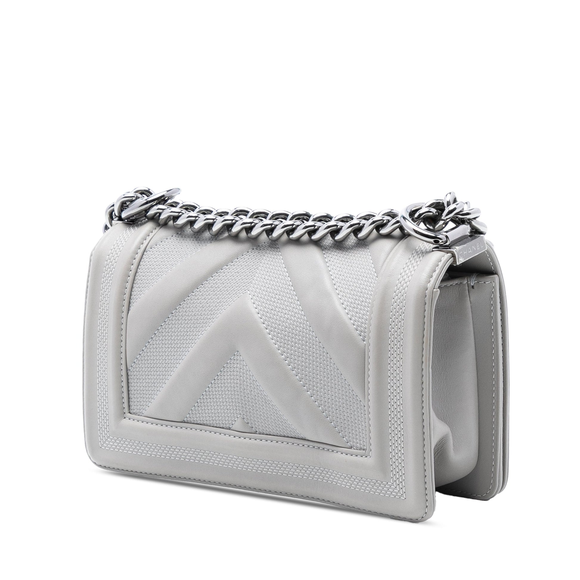 Chanel Small Chevron Stitched Calfskin Boy Flap