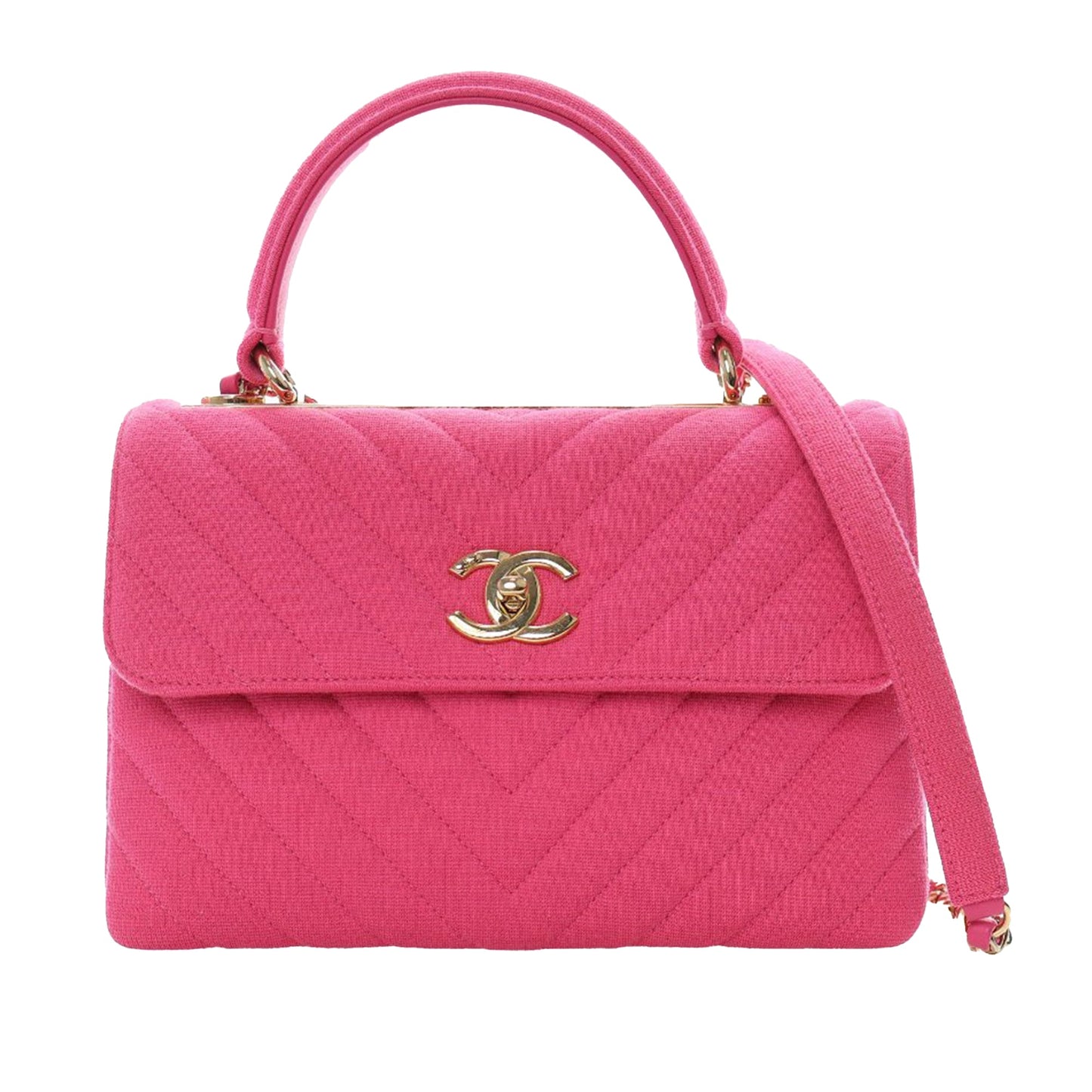 Chanel Small Chevron Jersey Trendy CC Top Handle Flap