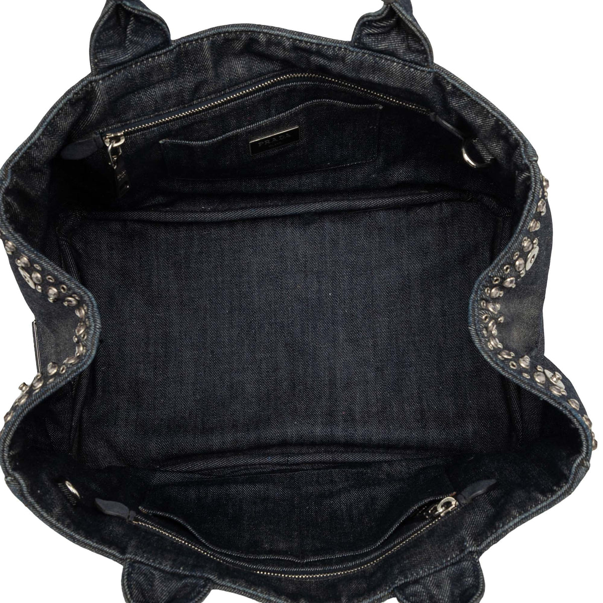 Prada Denim Canapa Bijoux and Grommet Tote