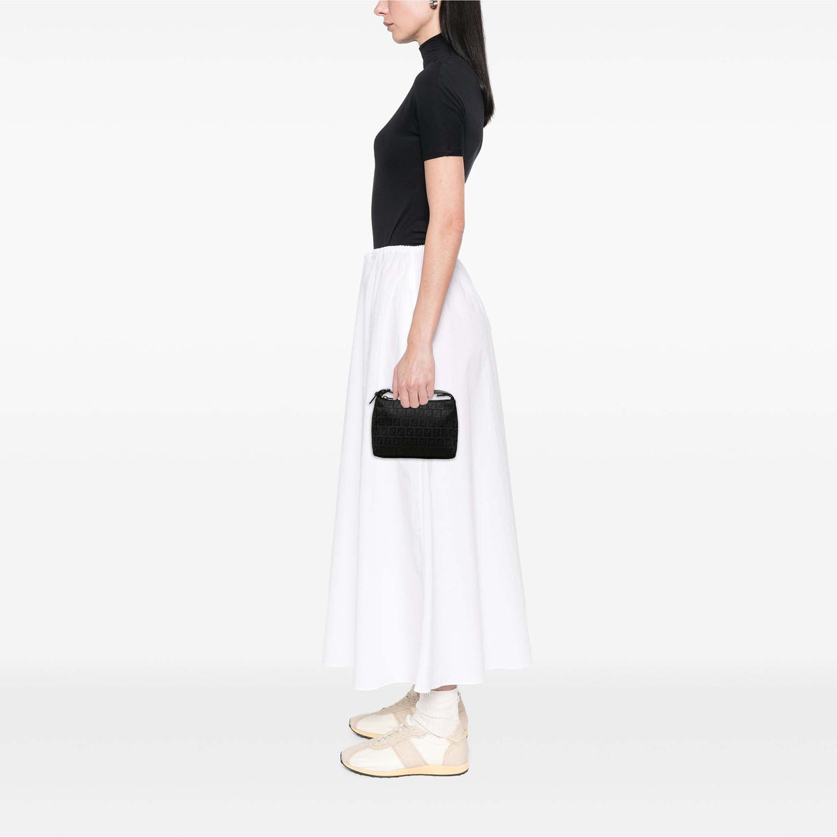 Fendi Zucchino Canvas Handbag — Black