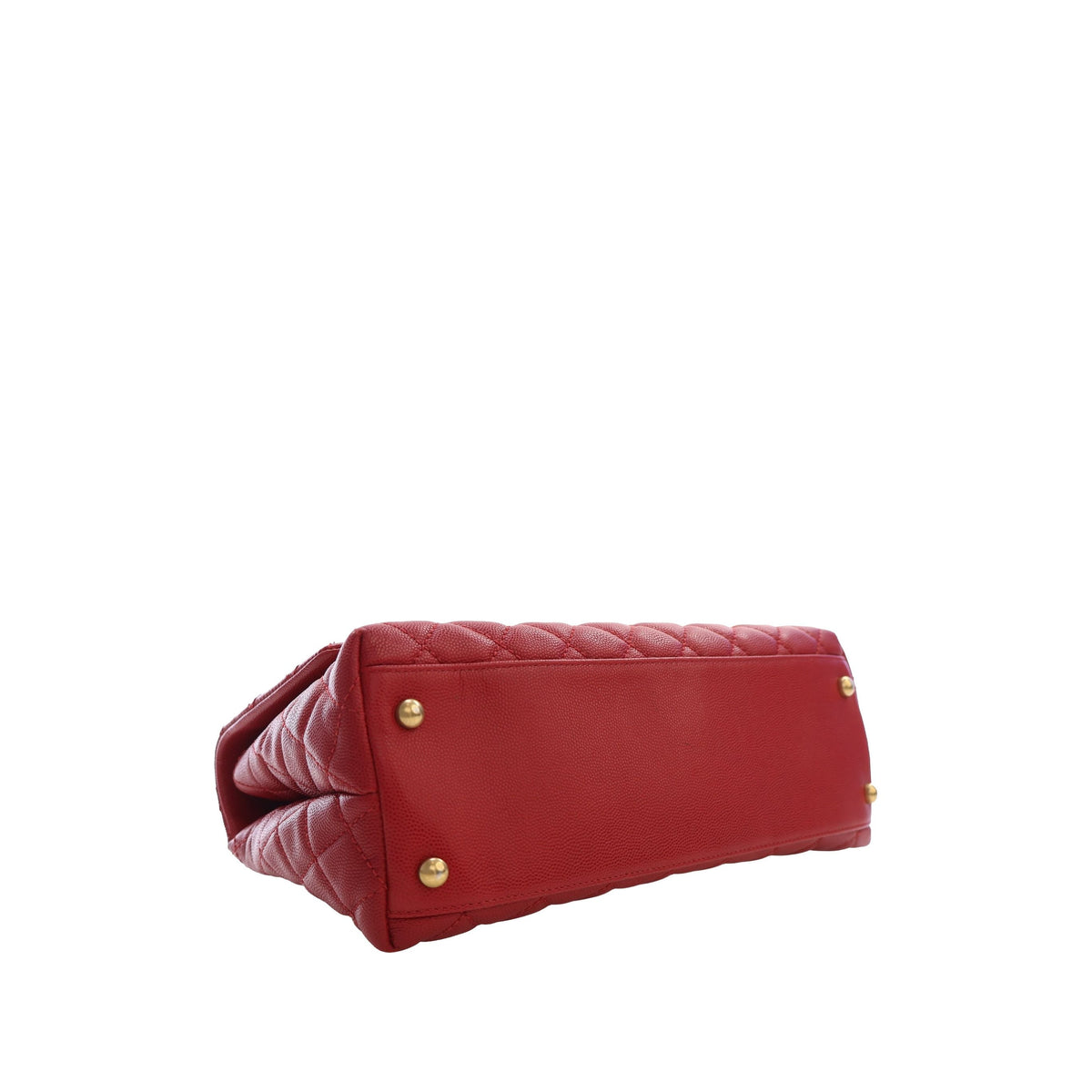Chanel Small Quilted Caviar Coco Top Handle Bag — Red