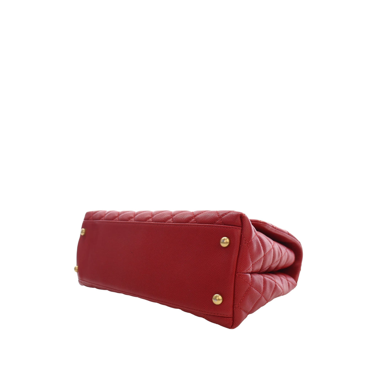 Chanel Small Quilted Caviar Coco Top Handle Bag — Red