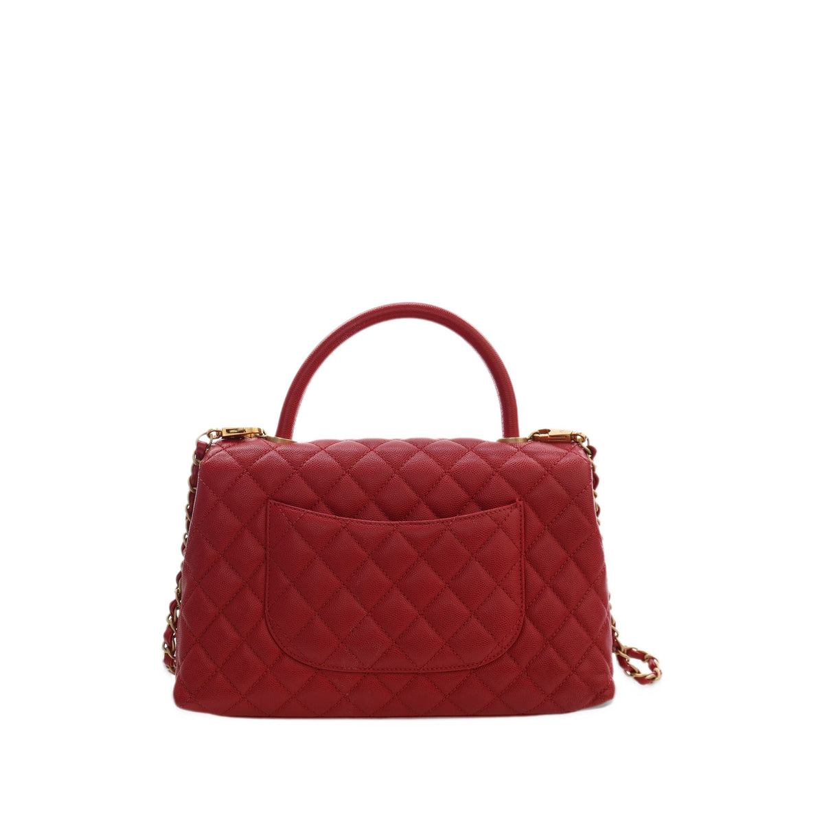 Chanel Small Quilted Caviar Coco Top Handle Bag — Red