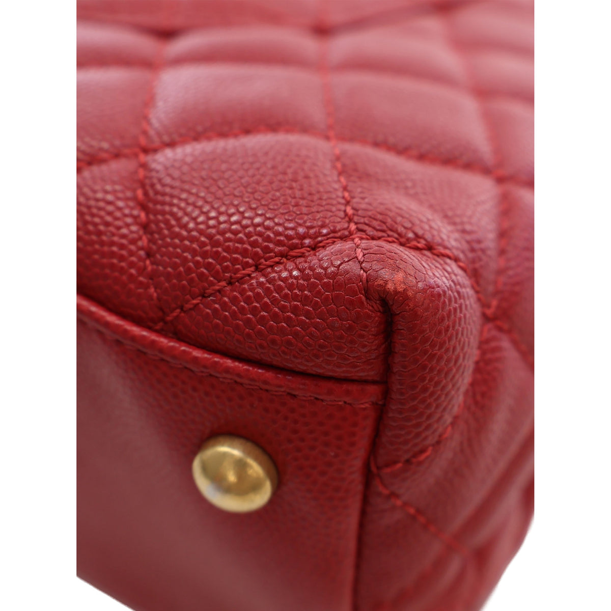 Chanel Small Quilted Caviar Coco Top Handle Bag — Red