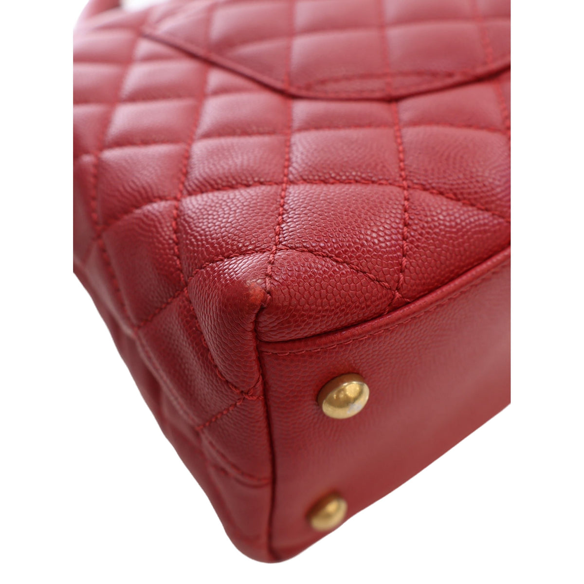 Chanel Small Quilted Caviar Coco Top Handle Bag — Red