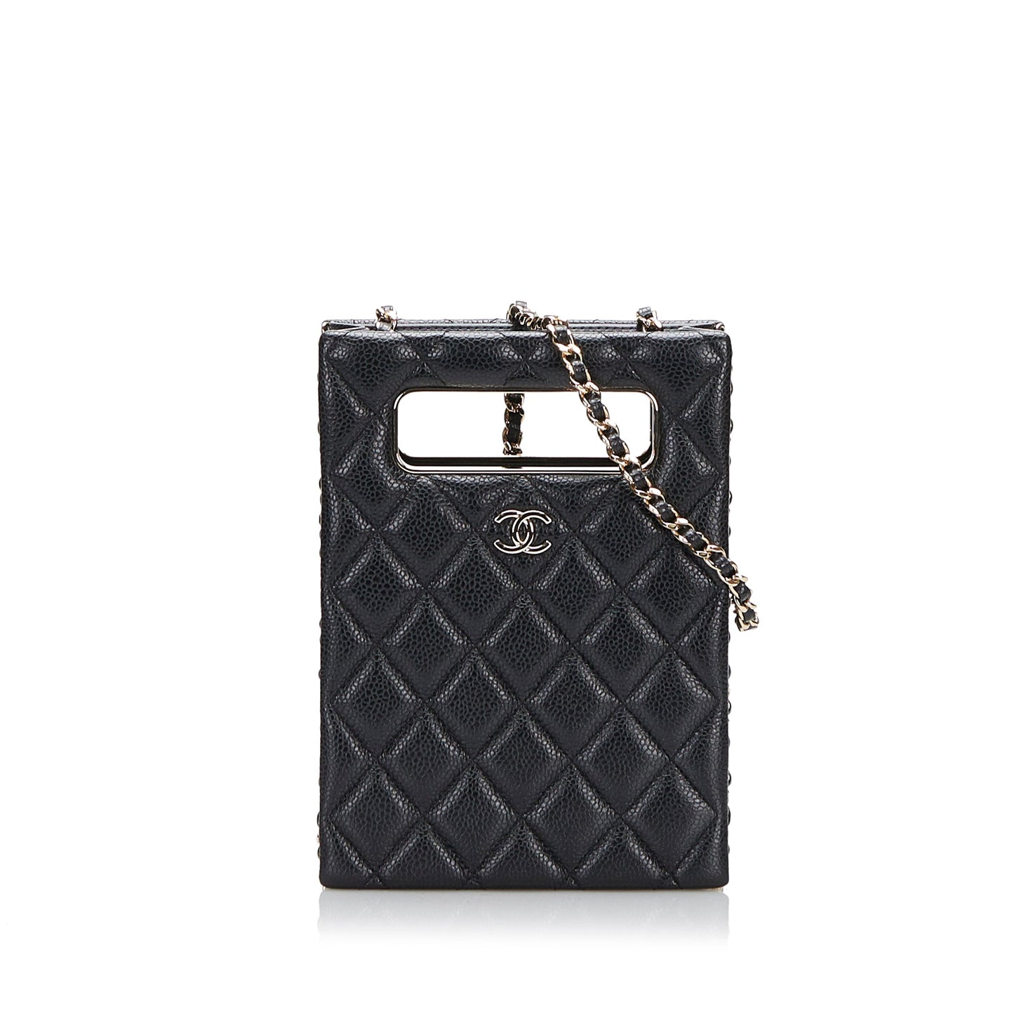 Chanel Mini Caviar Chain Around Cut Out Evening Bag
