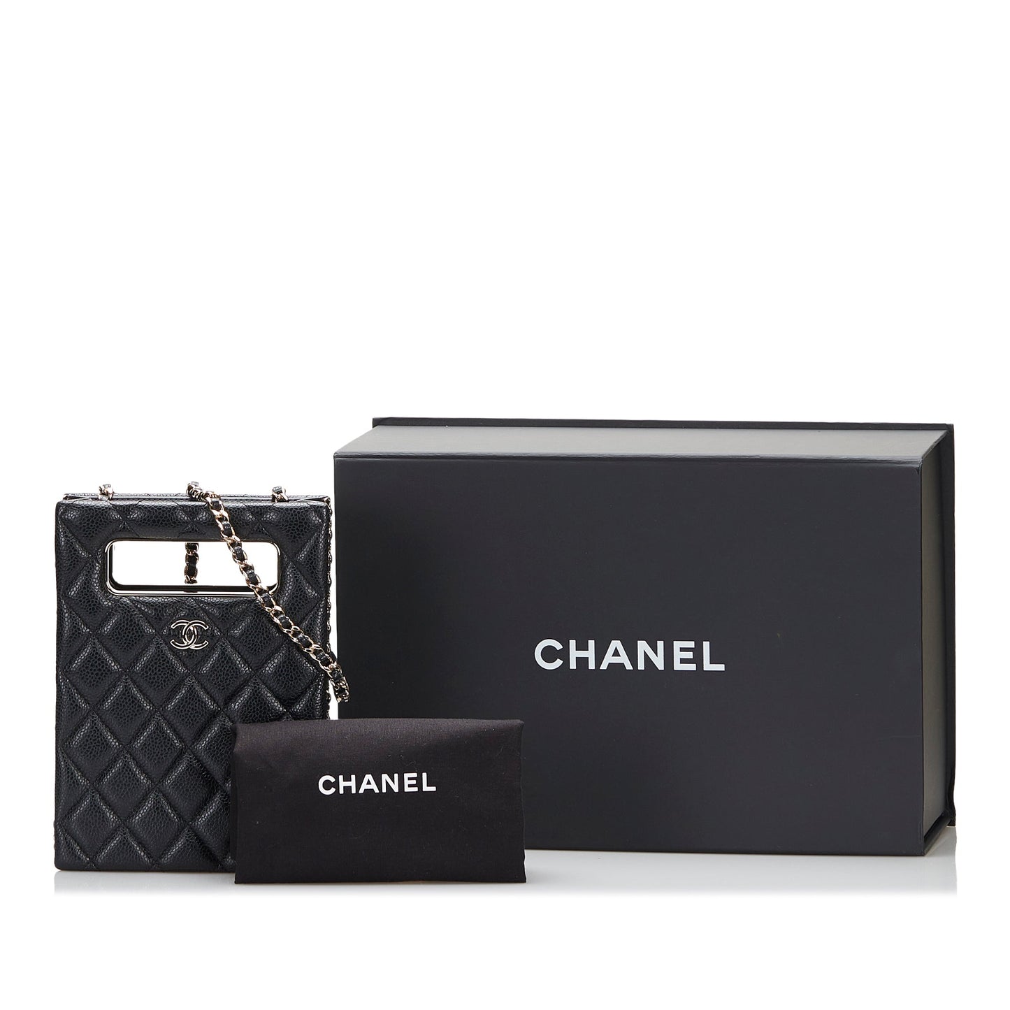 Chanel Mini Caviar Chain Around Cut Out Evening Bag