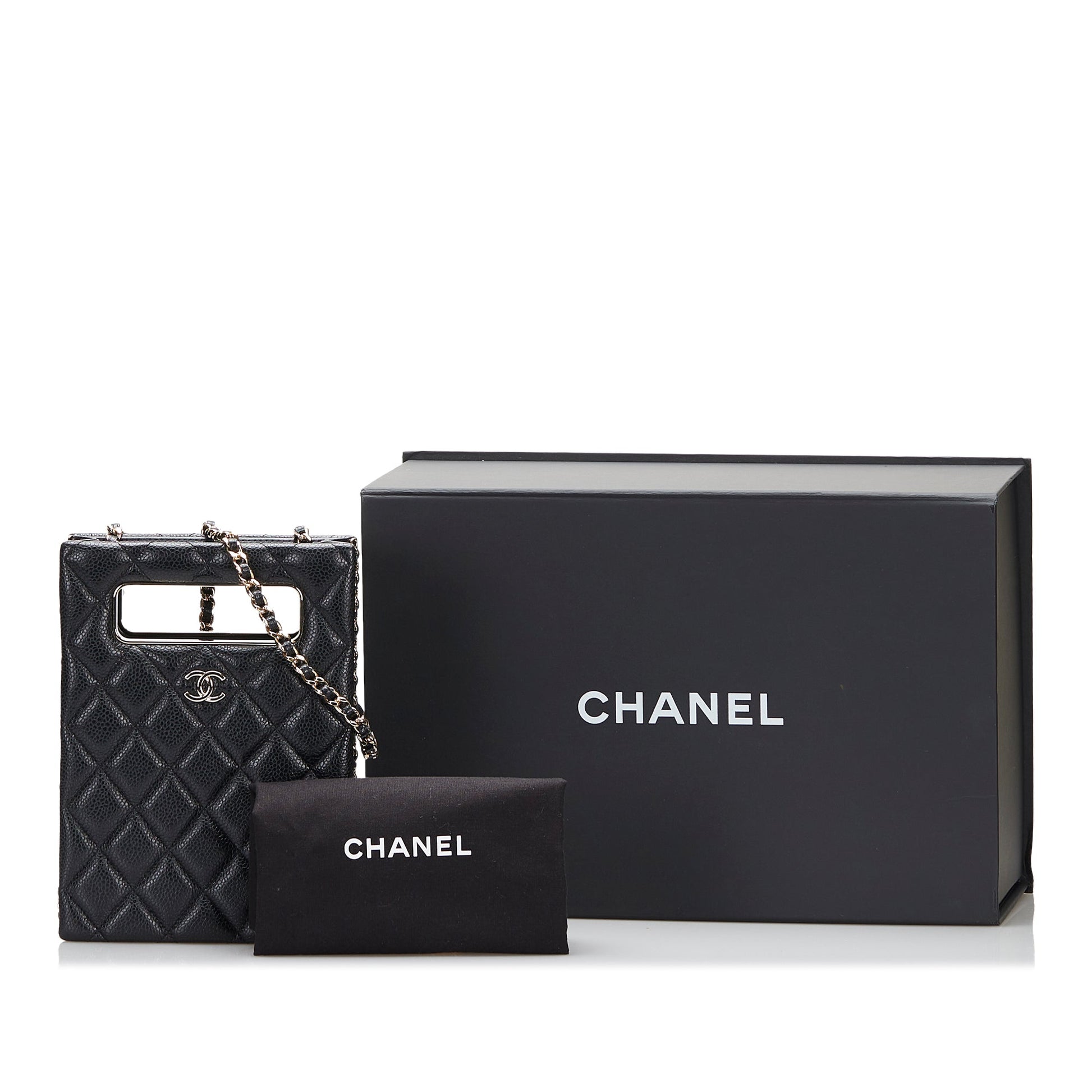 Chanel Mini Caviar Chain Around Cut Out Evening Bag