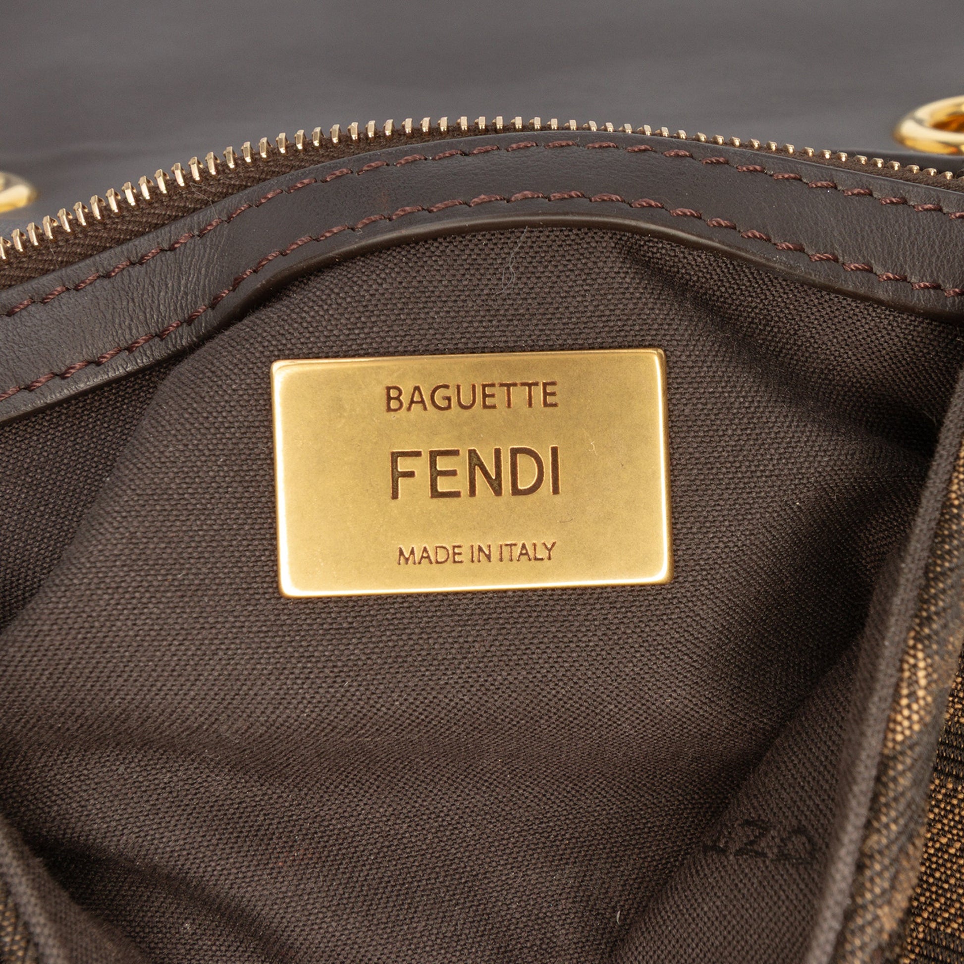 Fendi Zucca Canvas Chain Midi Baguette