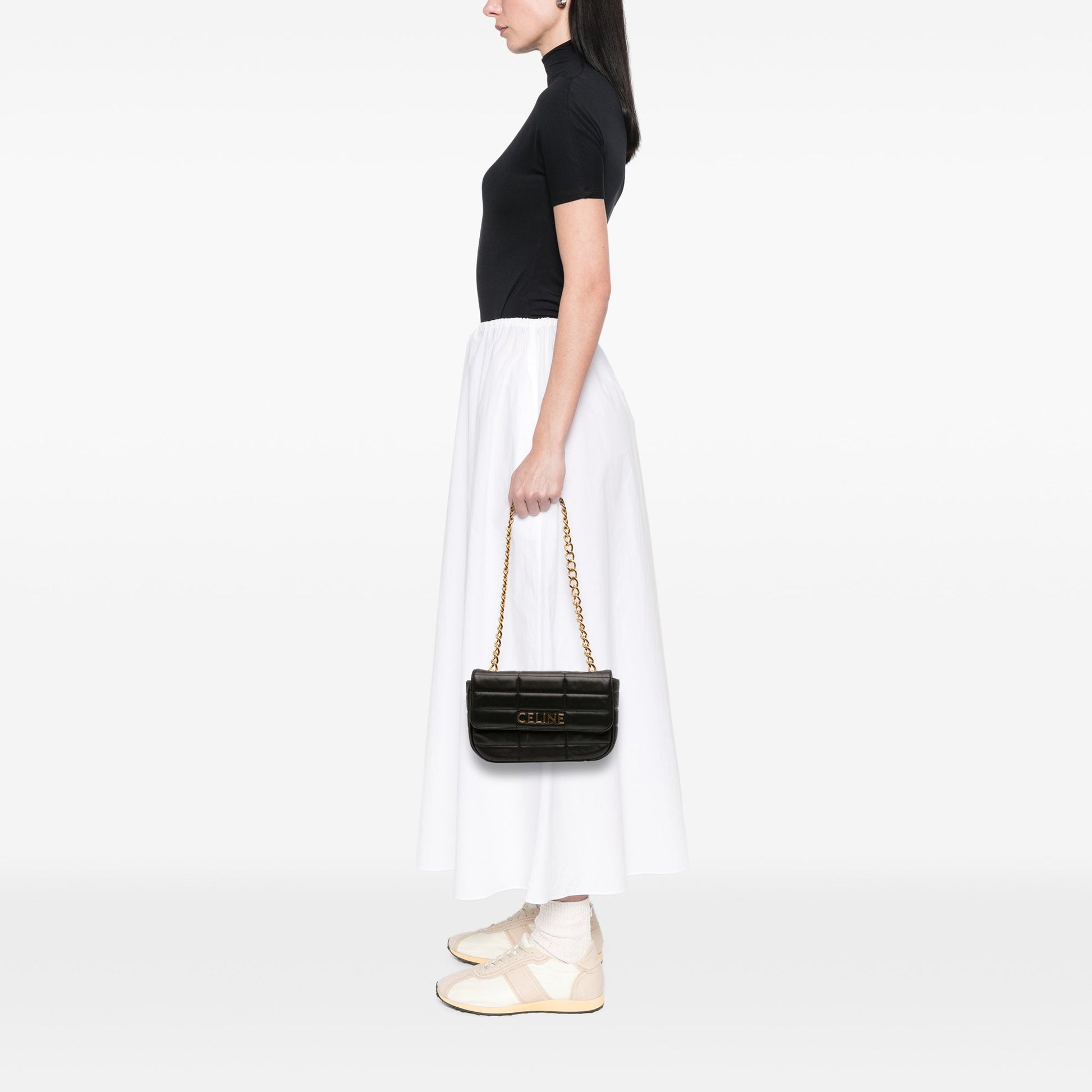 Celine Matelasse Goatskin Monochrome Chain Shoulder Bag