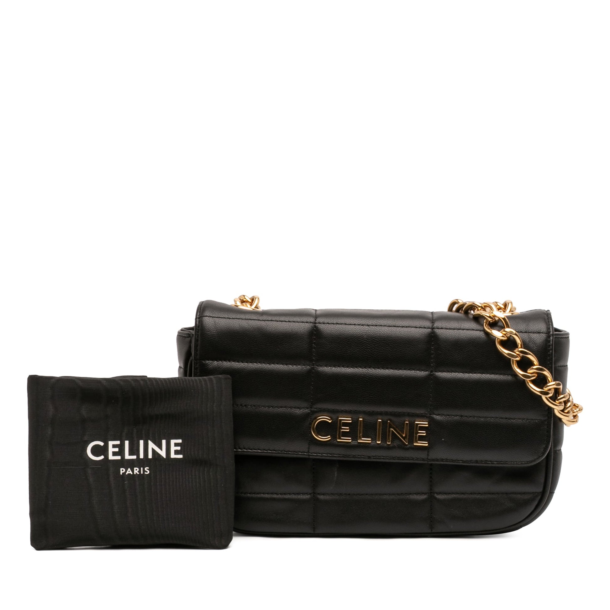 Celine Matelasse Goatskin Monochrome Chain Shoulder Bag