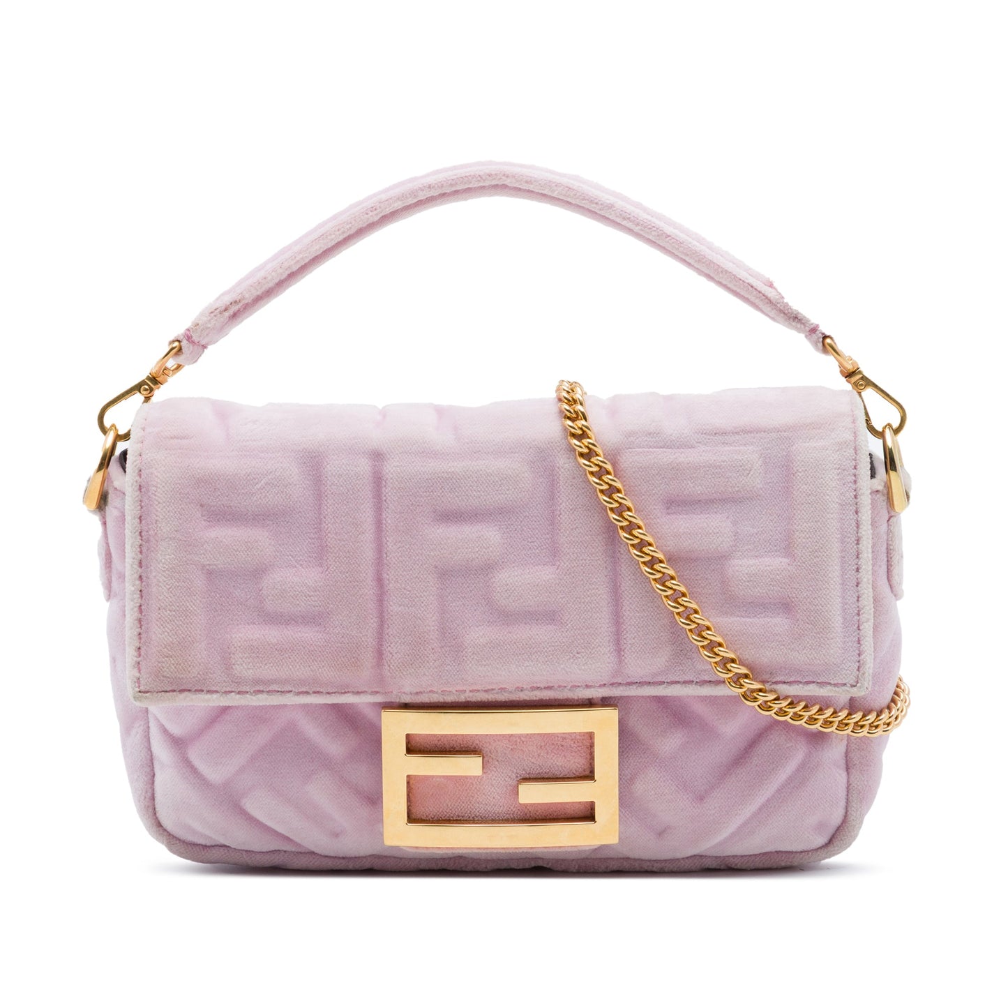 Fendi Mini Zucca Embossed Velvet Baguette Satchel