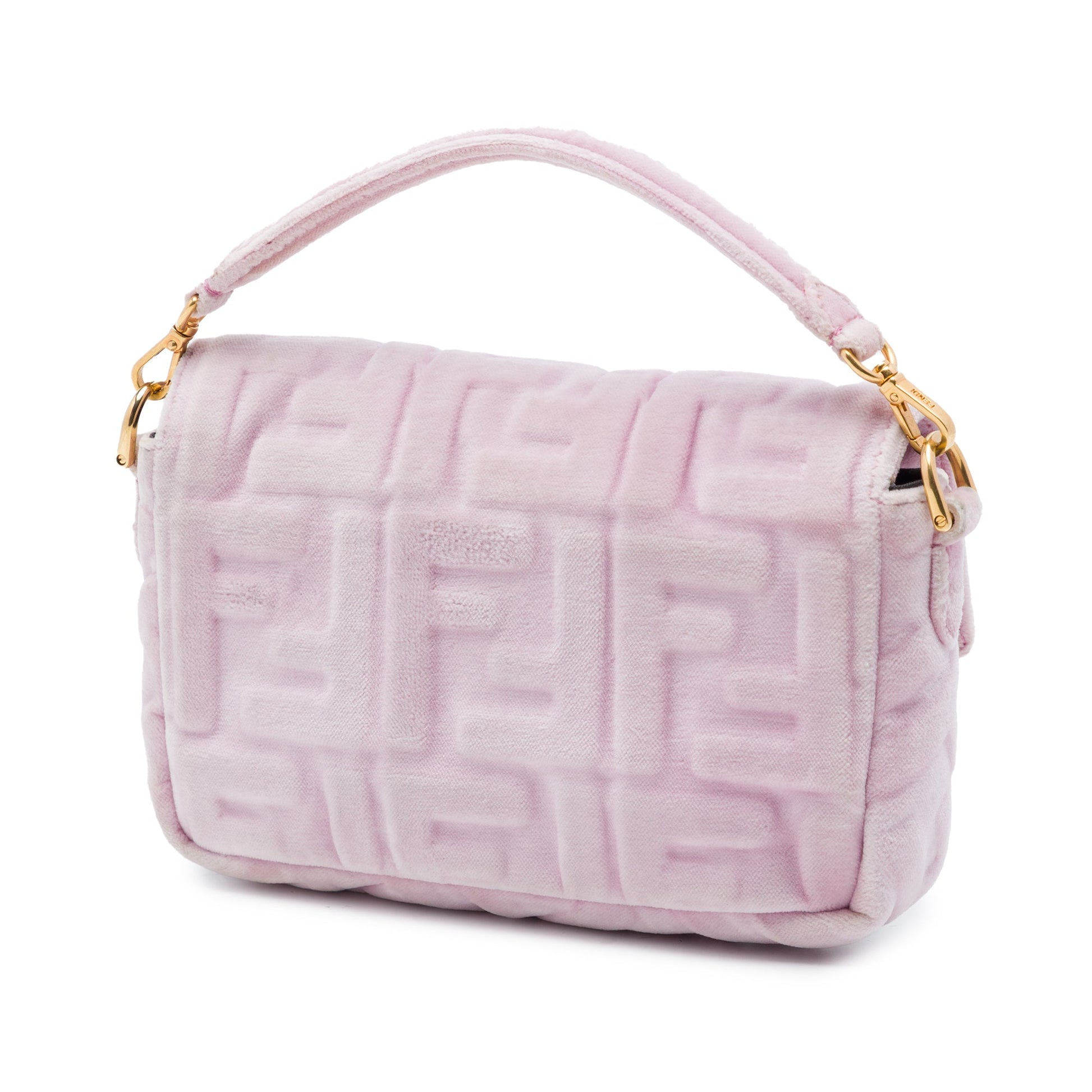Fendi Mini Zucca Embossed Velvet Baguette Satchel