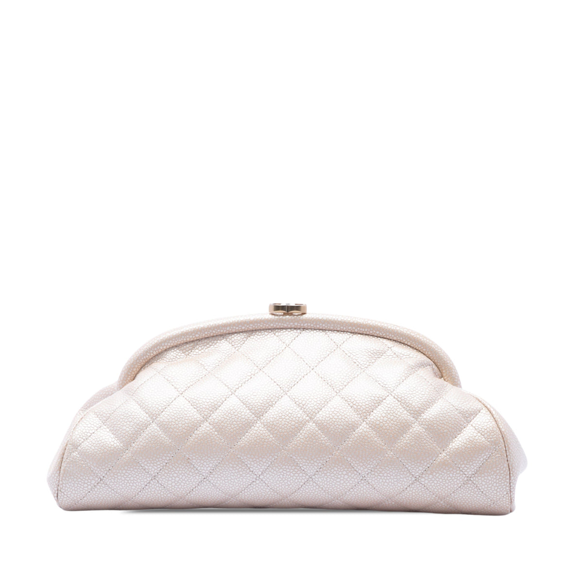 Chanel Quilted Caviar Timeless Kisslock Clutch — Gold