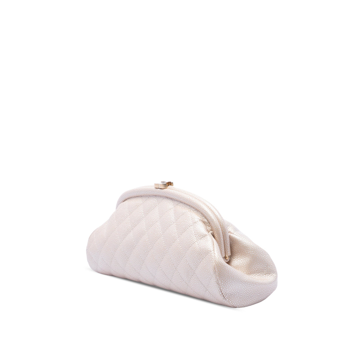 Chanel Quilted Caviar Timeless Kisslock Clutch — Gold