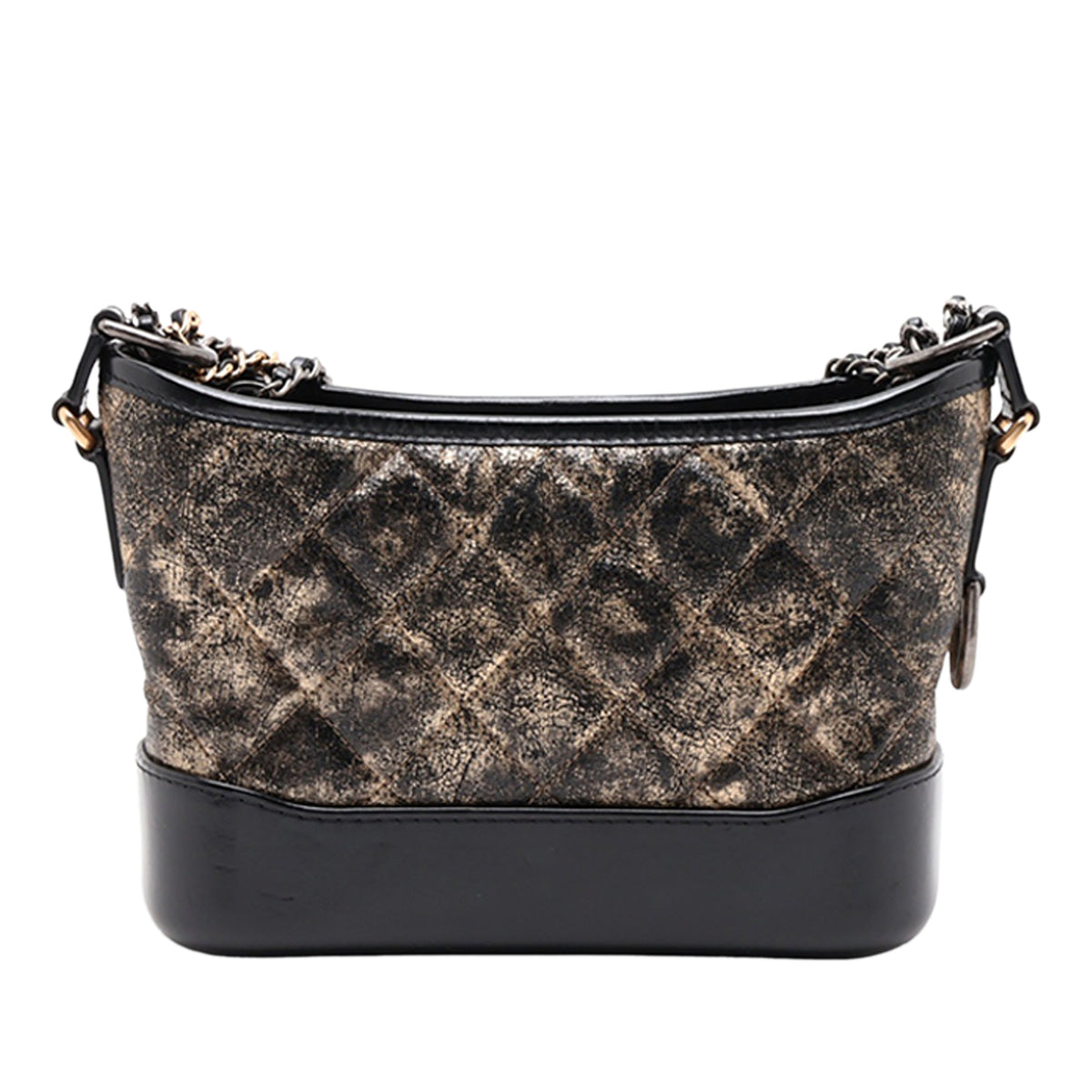 Chanel Medium Quilted Metallic Crumpled Goatskin Gabrielle Hobo — Black