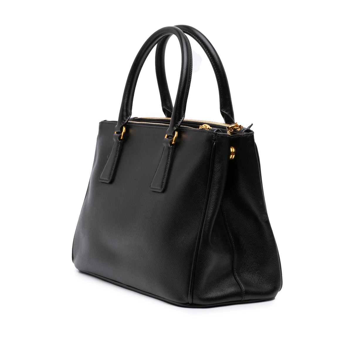 Prada Small Saffiano Lux Galleria Double Zip Satchel — Black