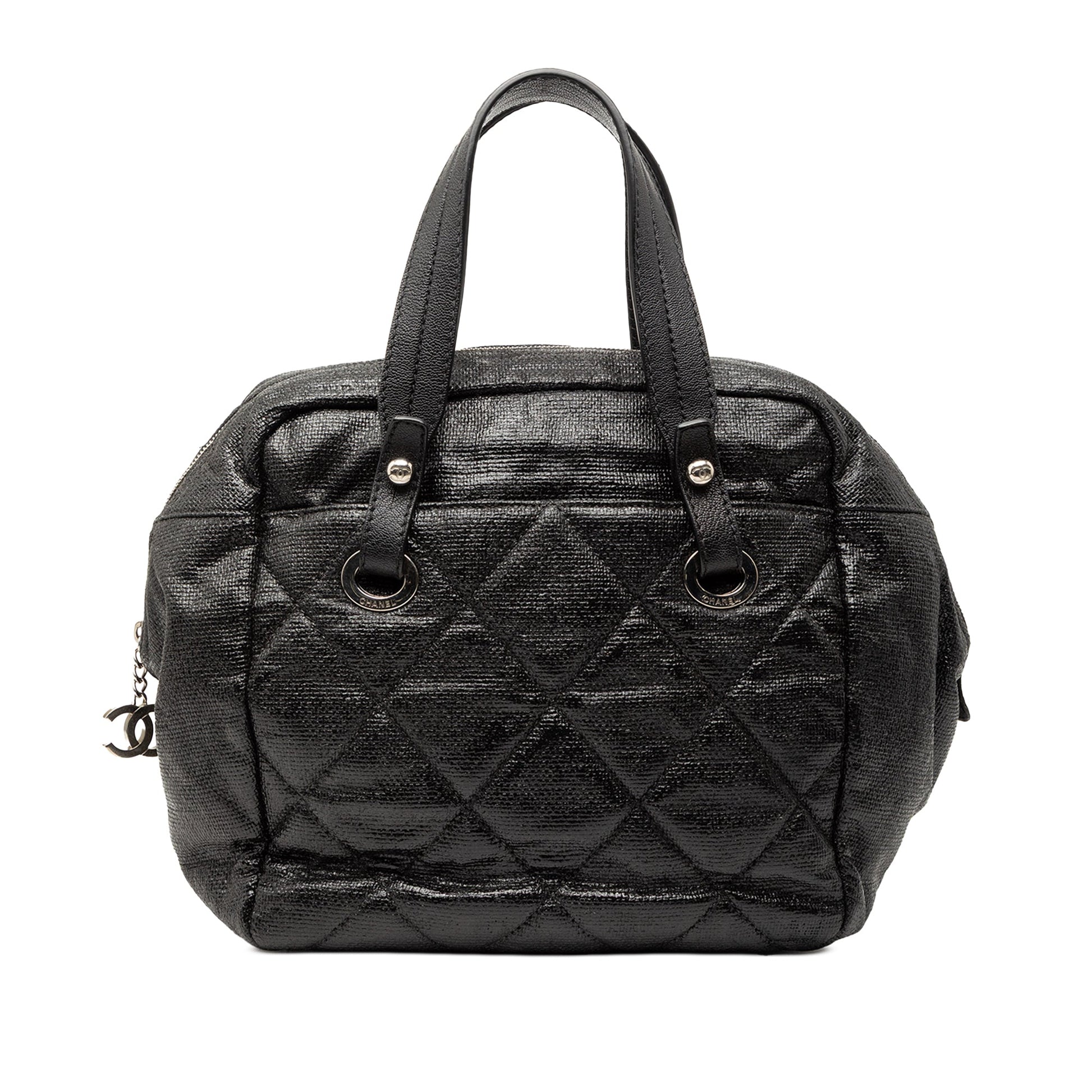 Chanel Quilted Coated Canvas Paris Biarritz Bowler Bag