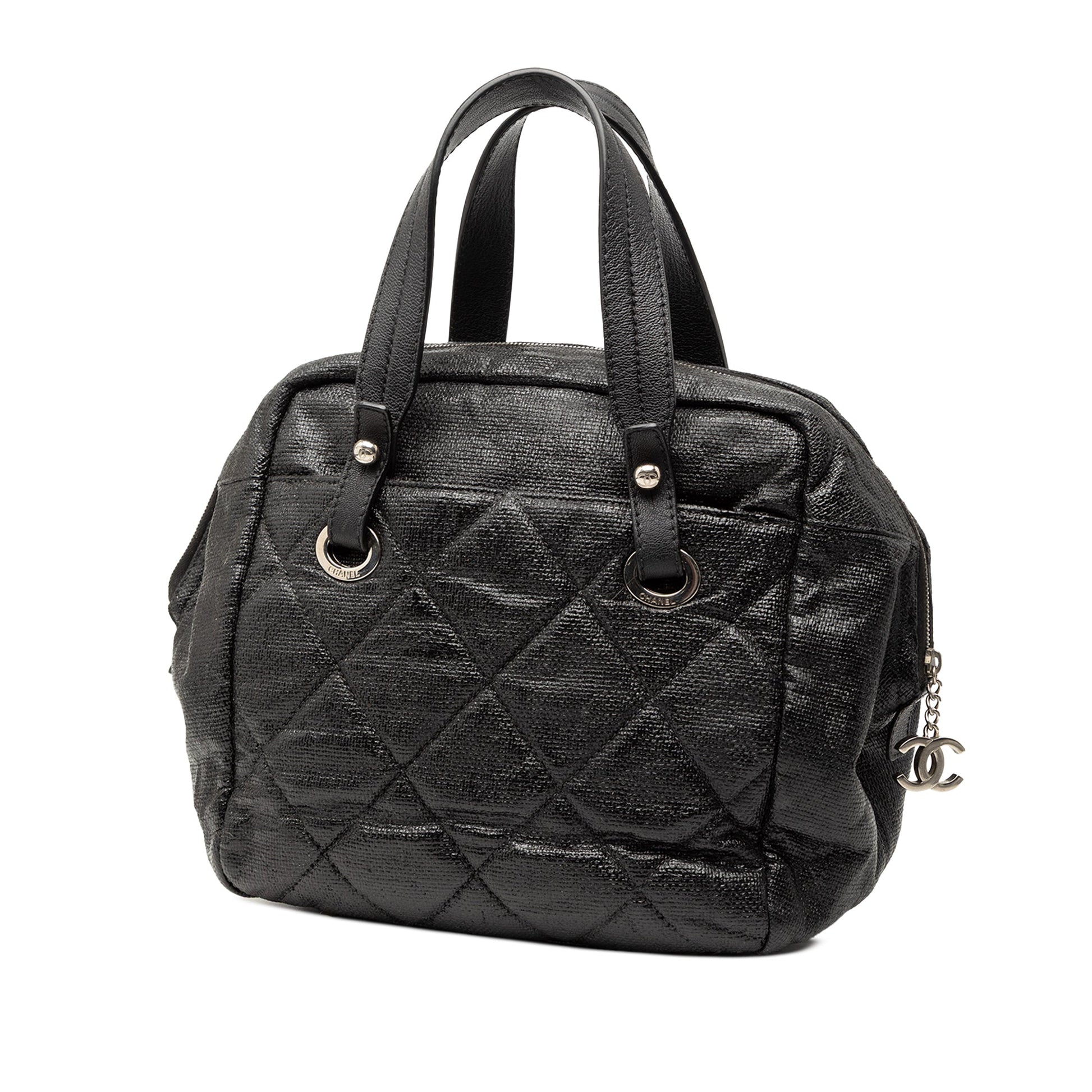 Chanel Quilted Coated Canvas Paris Biarritz Bowler Bag