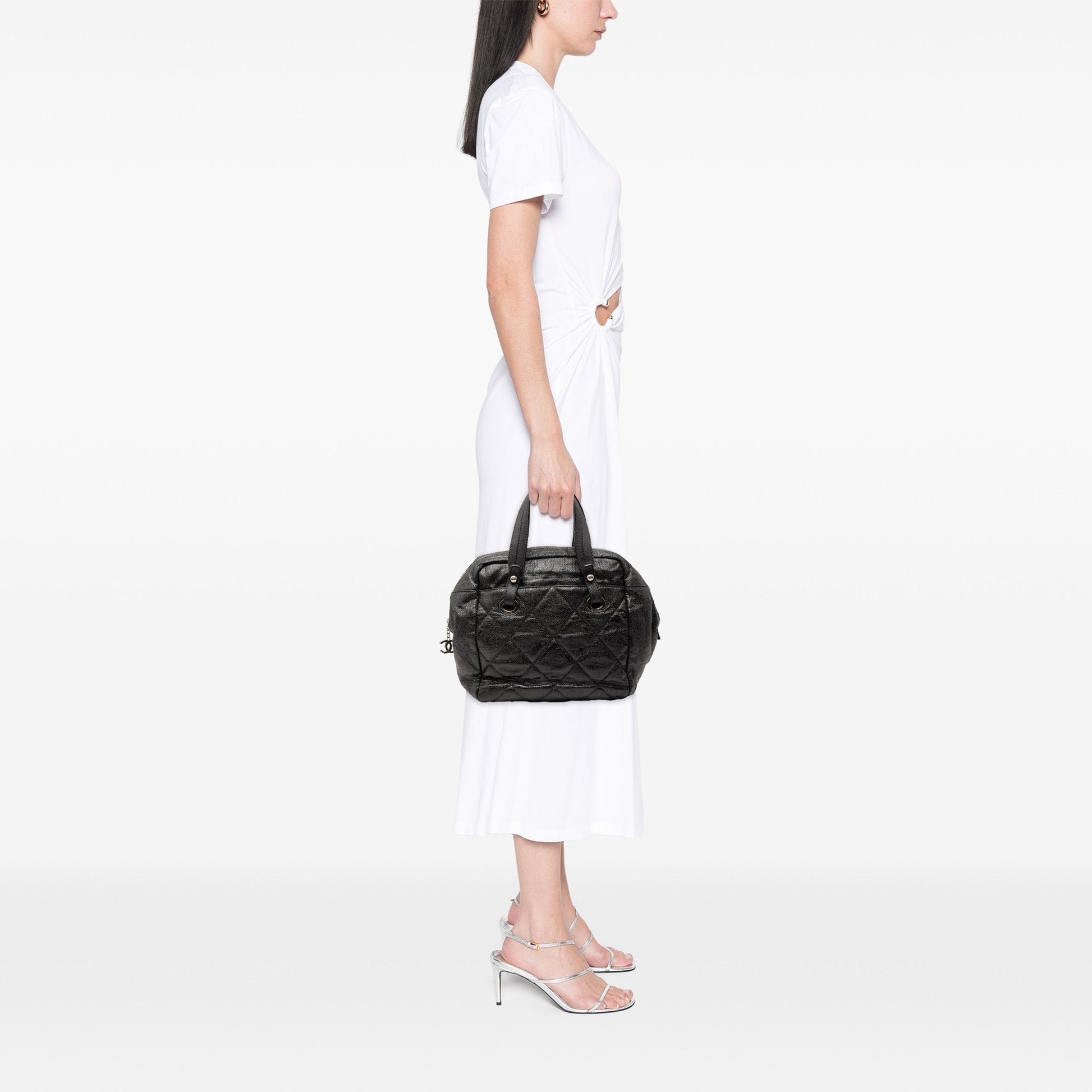 Chanel Quilted Coated Canvas Paris Biarritz Bowler Bag