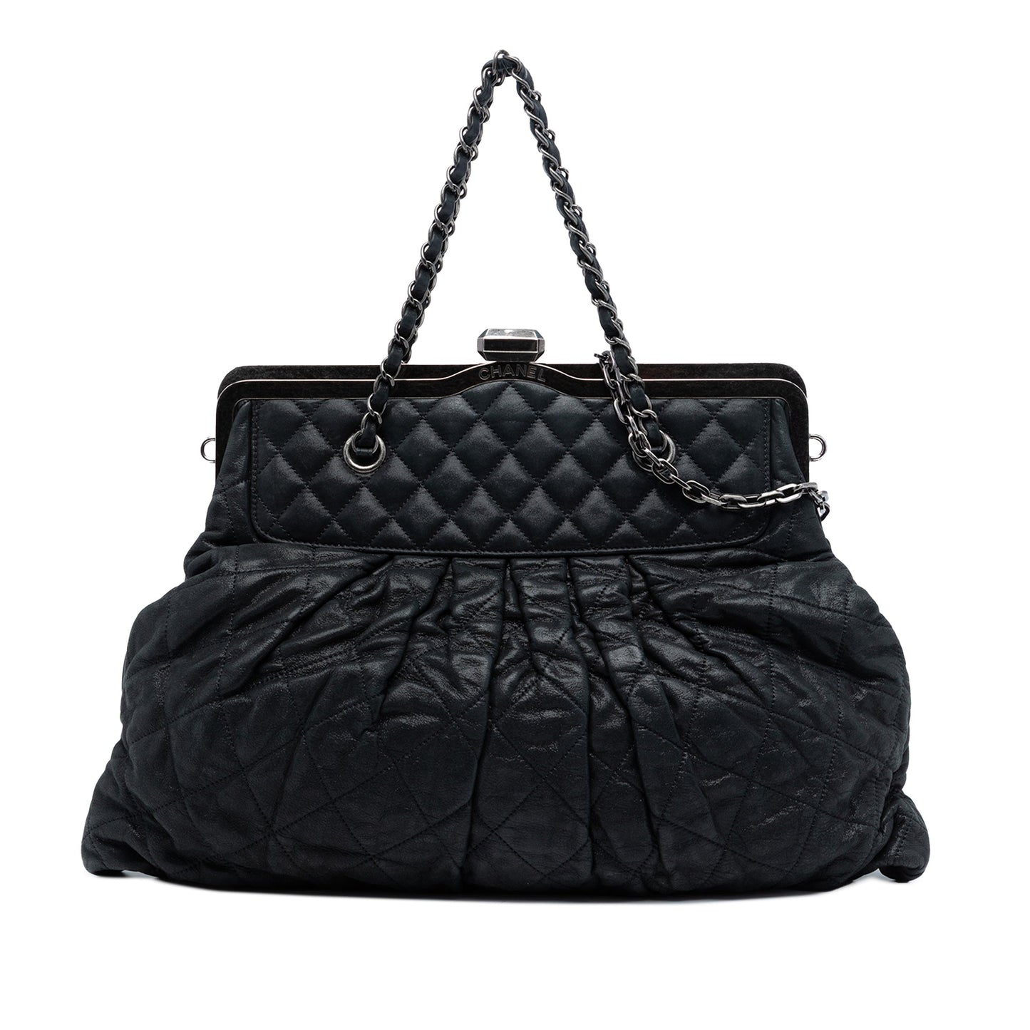 Iridescent Quilted Calfskin Chic Frame Satchel
