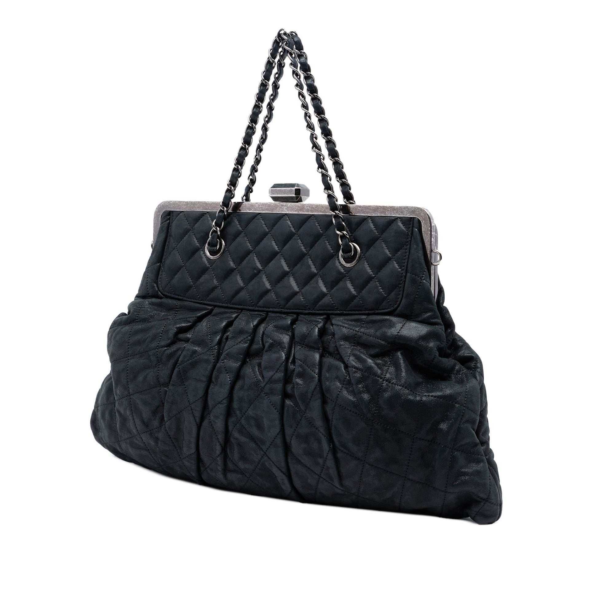 Iridescent Quilted Calfskin Chic Frame Satchel